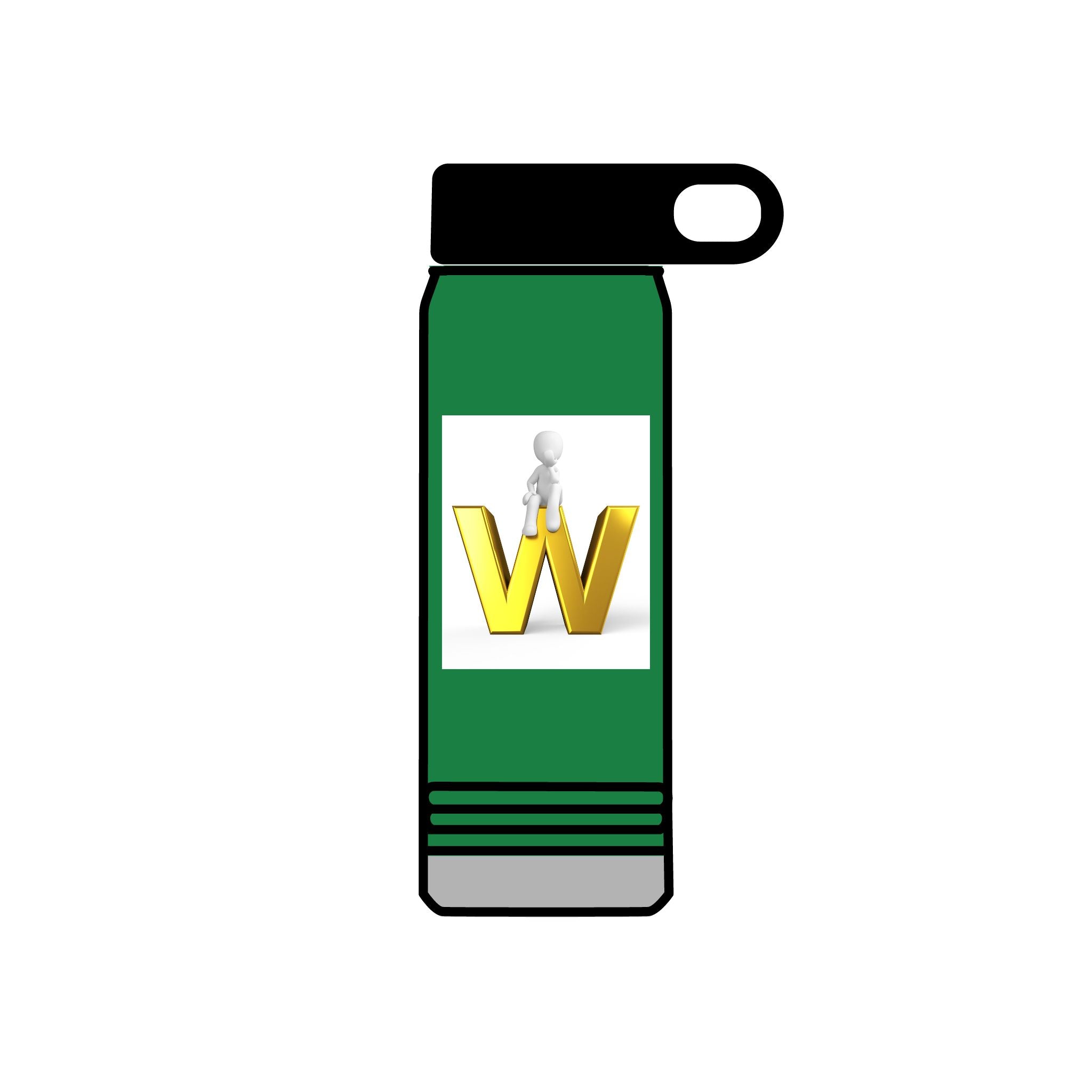 Yellow 3D W Letter with Figure Water Bottle | 20oz Stainless