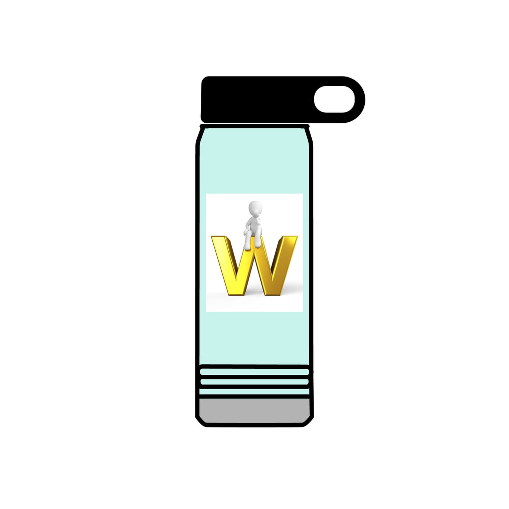 Yellow 3D W Letter with Figure Water Bottle | 20oz Stainless