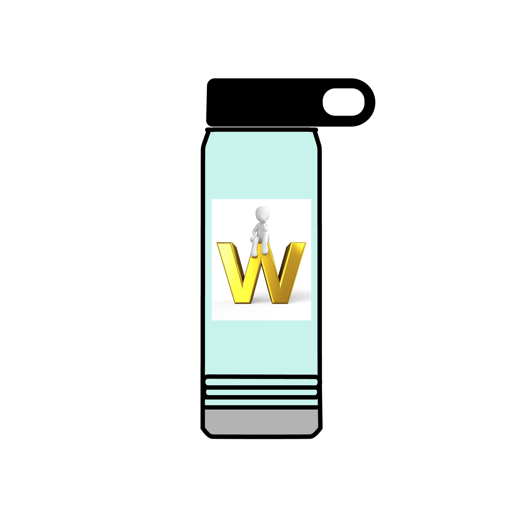 Yellow 3D W Letter with Figure Water Bottle | 20oz Stainless