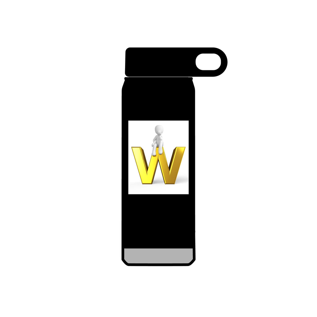 Yellow 3D W Letter with Figure Water Bottle | 20oz Stainless