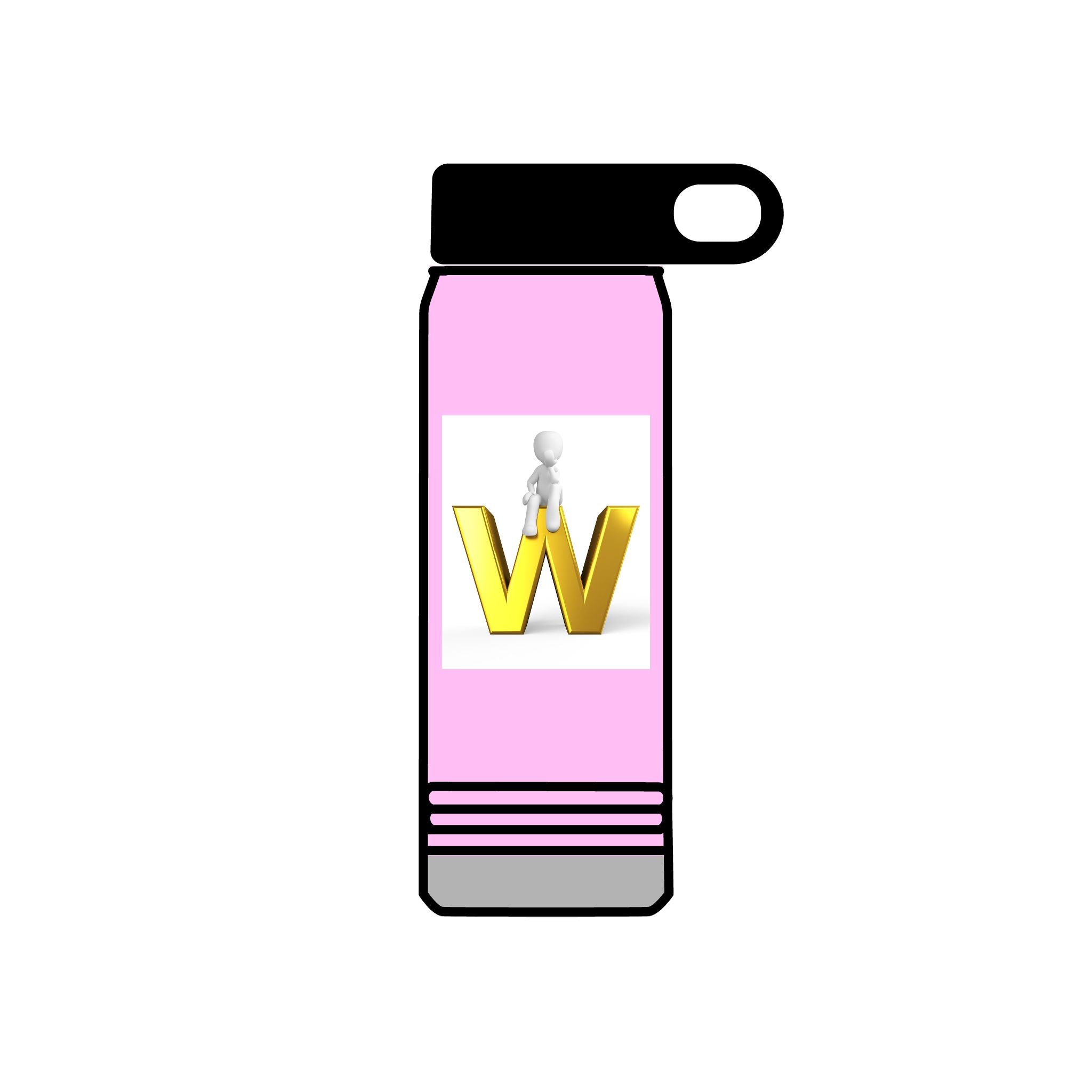 Yellow 3D W Letter with Figure Water Bottle | 20oz Stainless