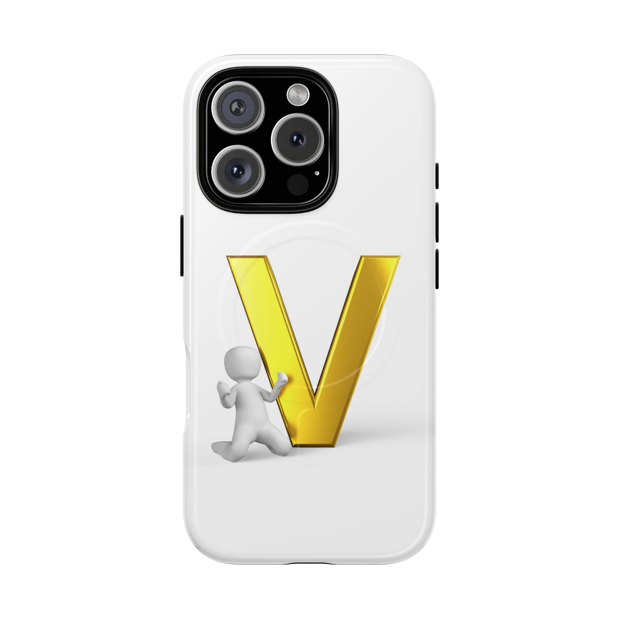Coque de téléphone à monogramme lettre V dorée | Coque magnétique résistante