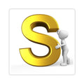 Gold Letter S with 3D Figure Kiss-Cut Sticker | Monogram Initial Sticker