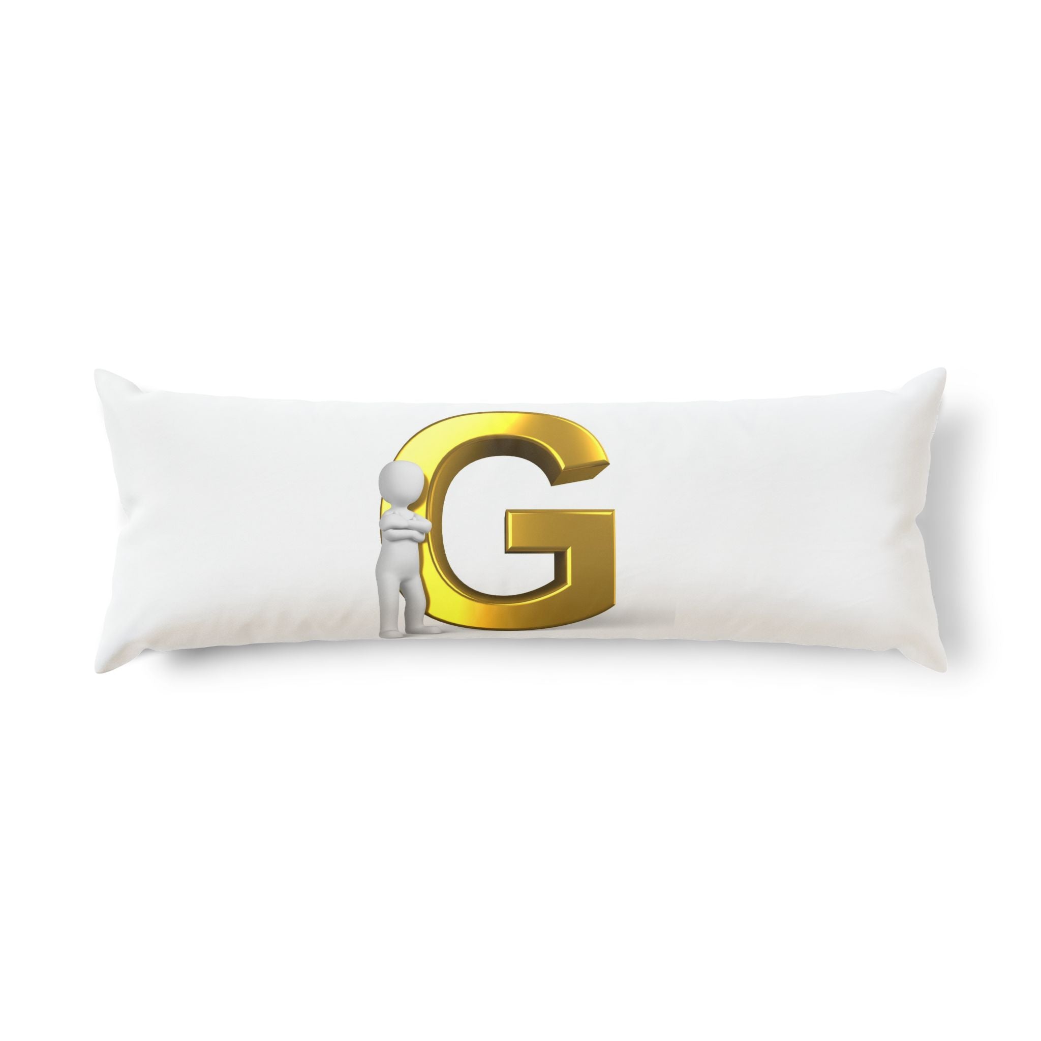 Gold Letter G monogram Body Pillow | Initial G decorative pillow