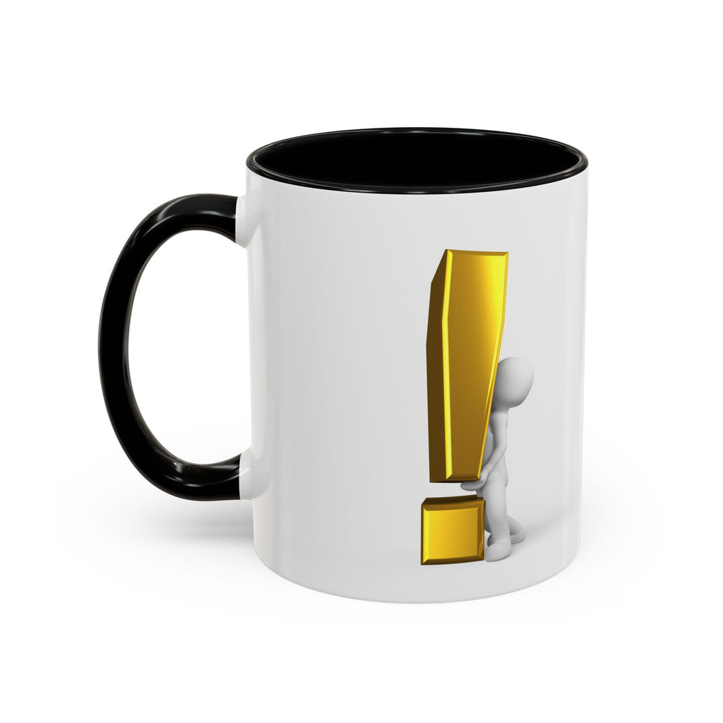 Mug Bonhomme Allumette Tenant un Point d'Exclamation Doré | Mug à Café Original 325ml 444ml