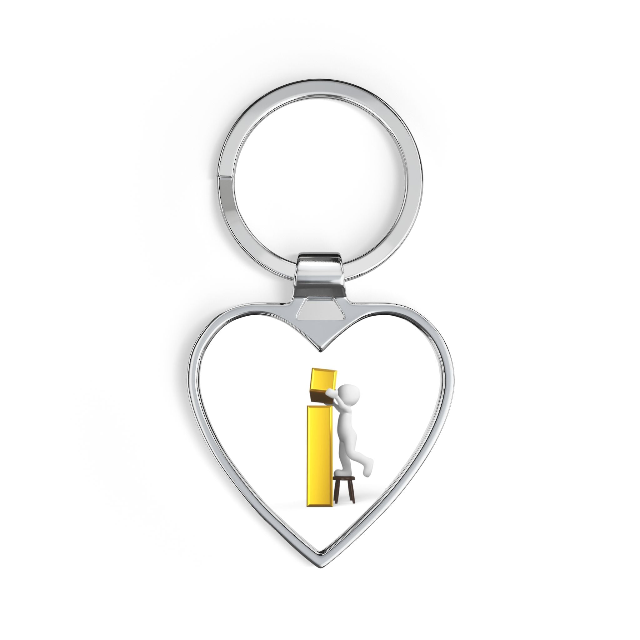 Stick Figure Building Letter i Heart Keychain, Metal Heart Keychain | Alphabet Initial Keyring