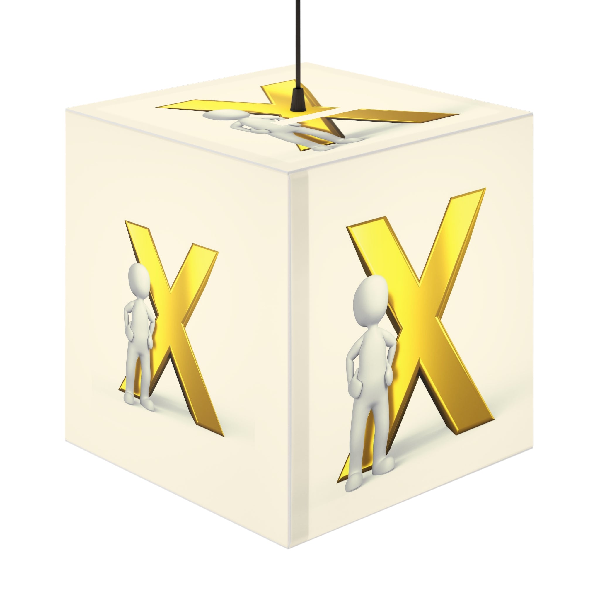 Gold X Letter Design Light Cube Lamp | Alphabet Initial Decor