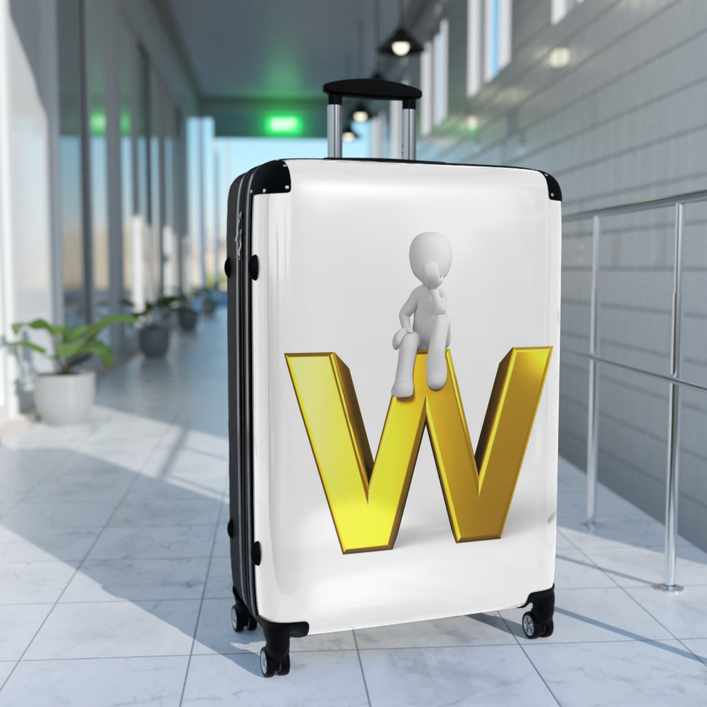 Gold Letter W Monogram Suitcase | Initial Luggage Cover