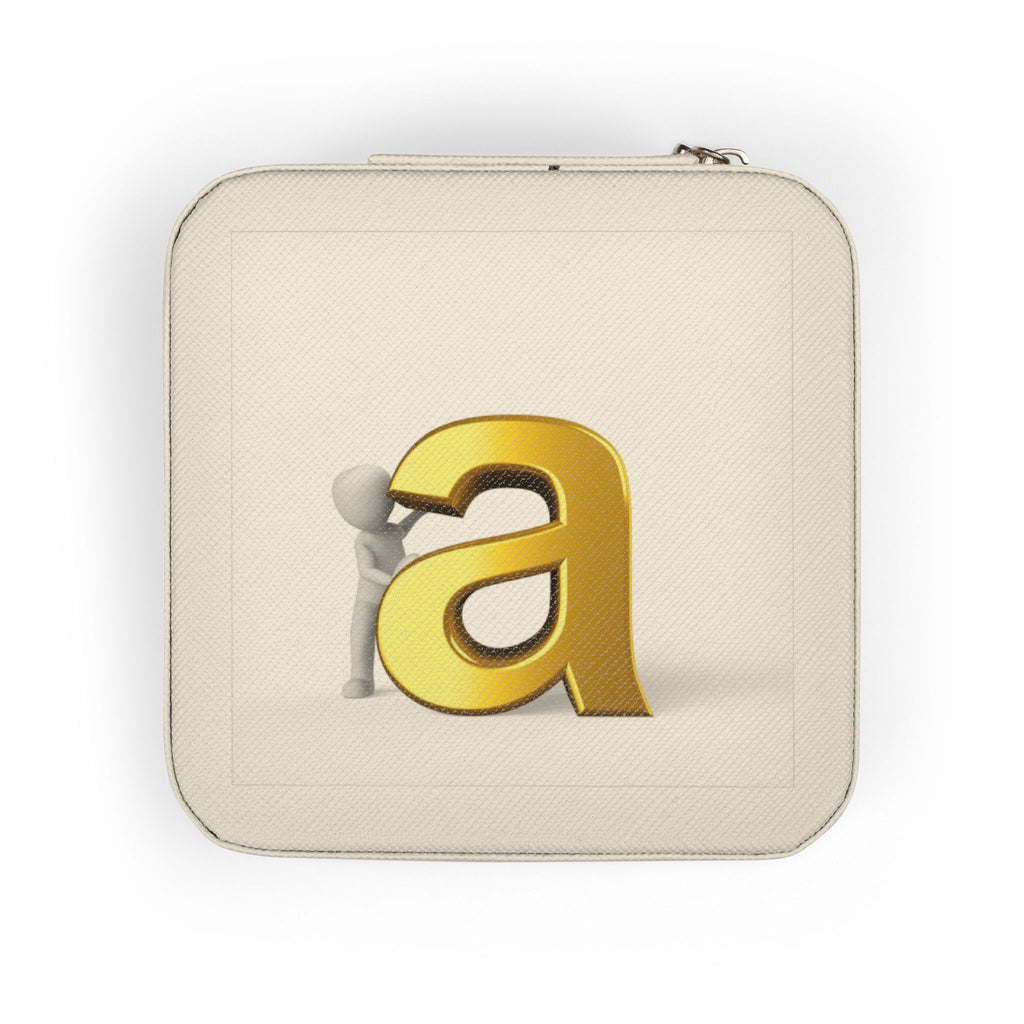 Gold Monogram A Jewelry Travel Case | Compact Personalized Jewelry Box