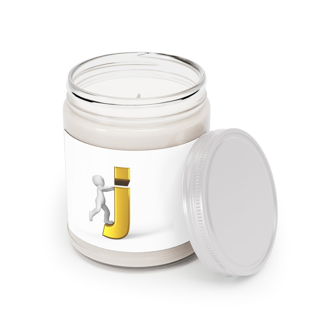 Golden Letter J Illustration Candle | 9oz Soy Jar with White Lid