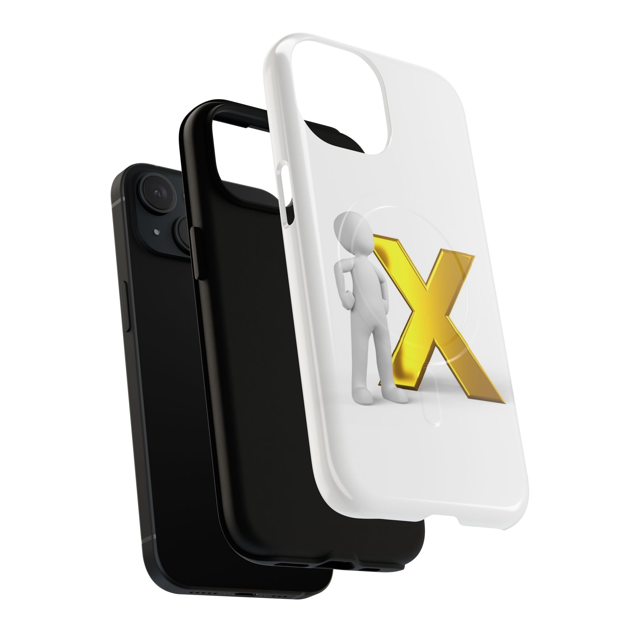 Gold X with 3D Figure iPhone Case | Tough Magnetic Case