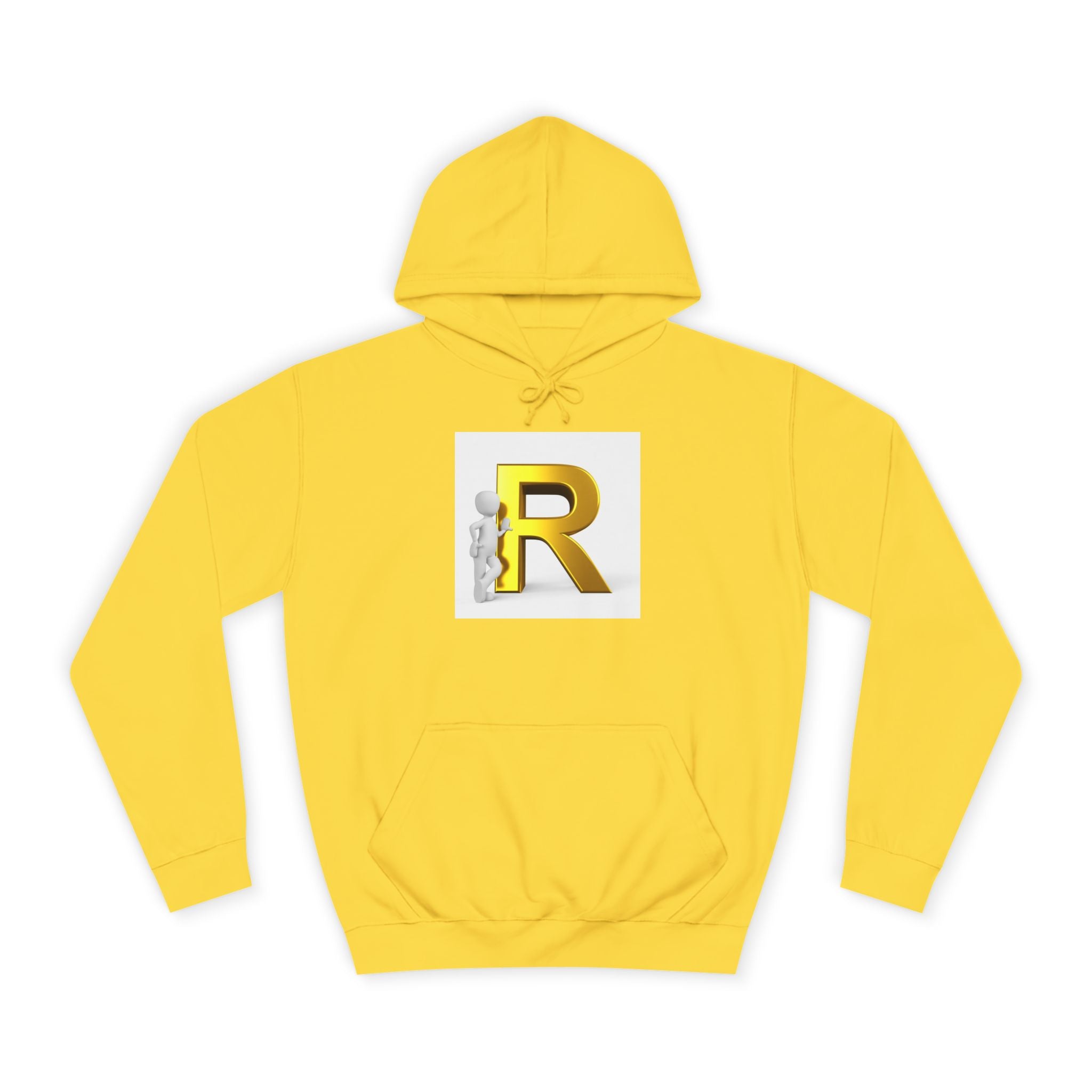 Gold Letter R Hoodie | 3D Character Leaning on R