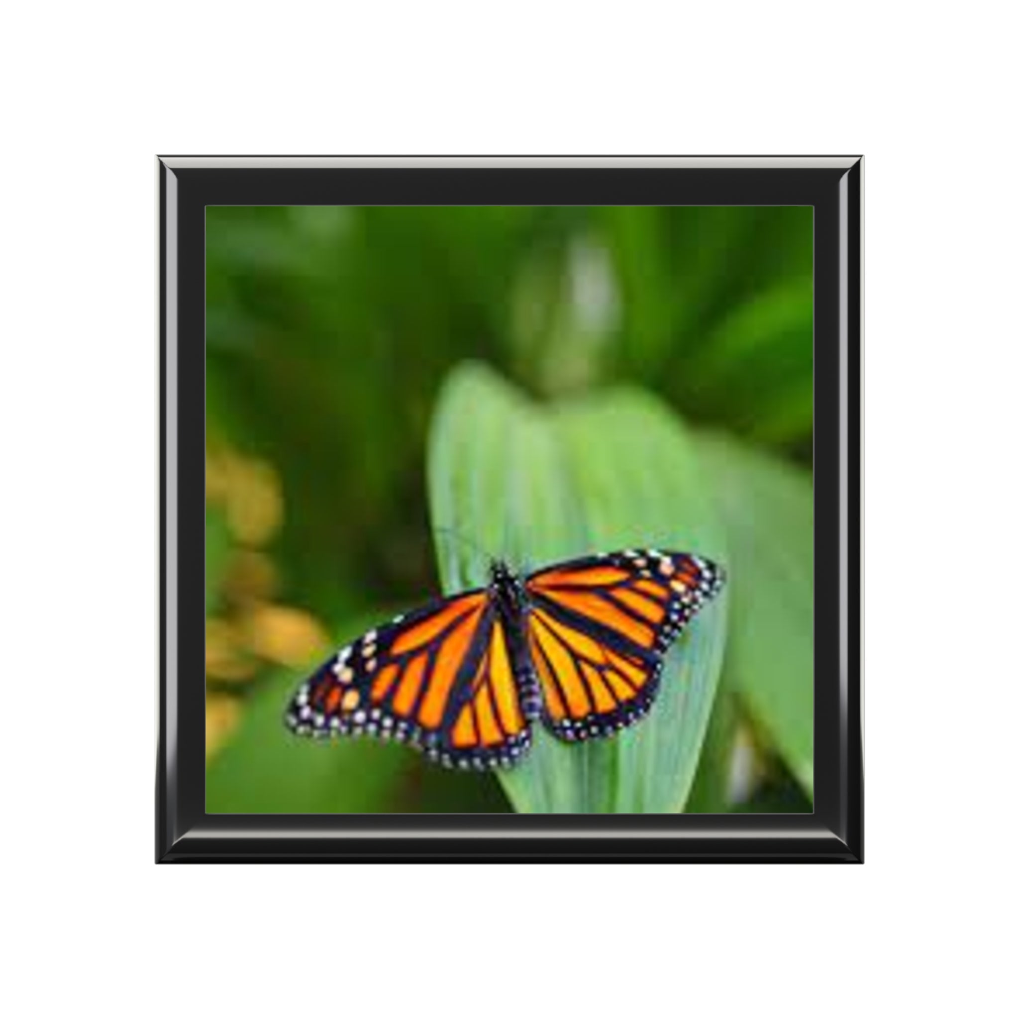 Monarch Butterfly Jewelry Box | Floral Green Nature Keepsake