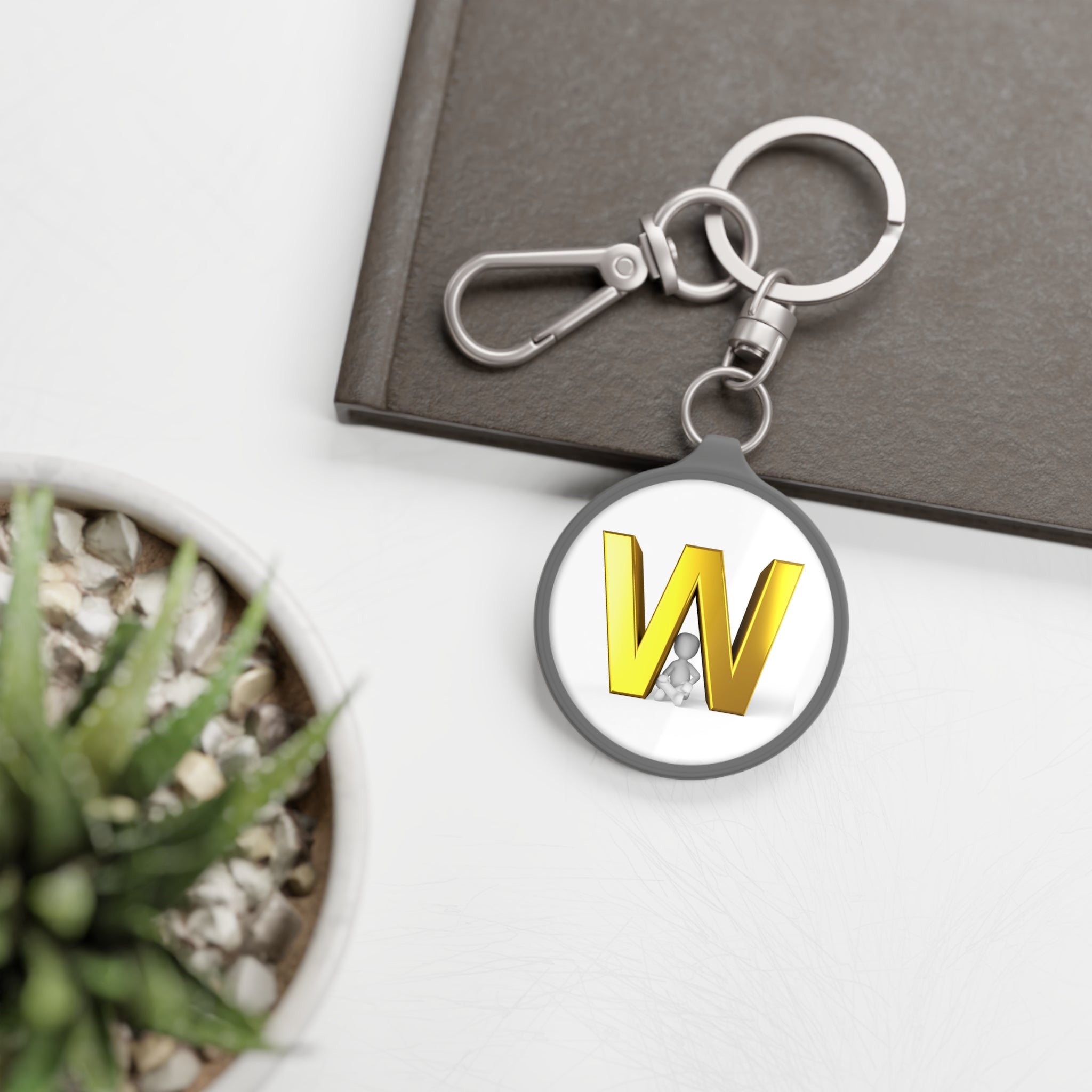 Gold Letter W Monogram Keyring Tag | Initial Keychain