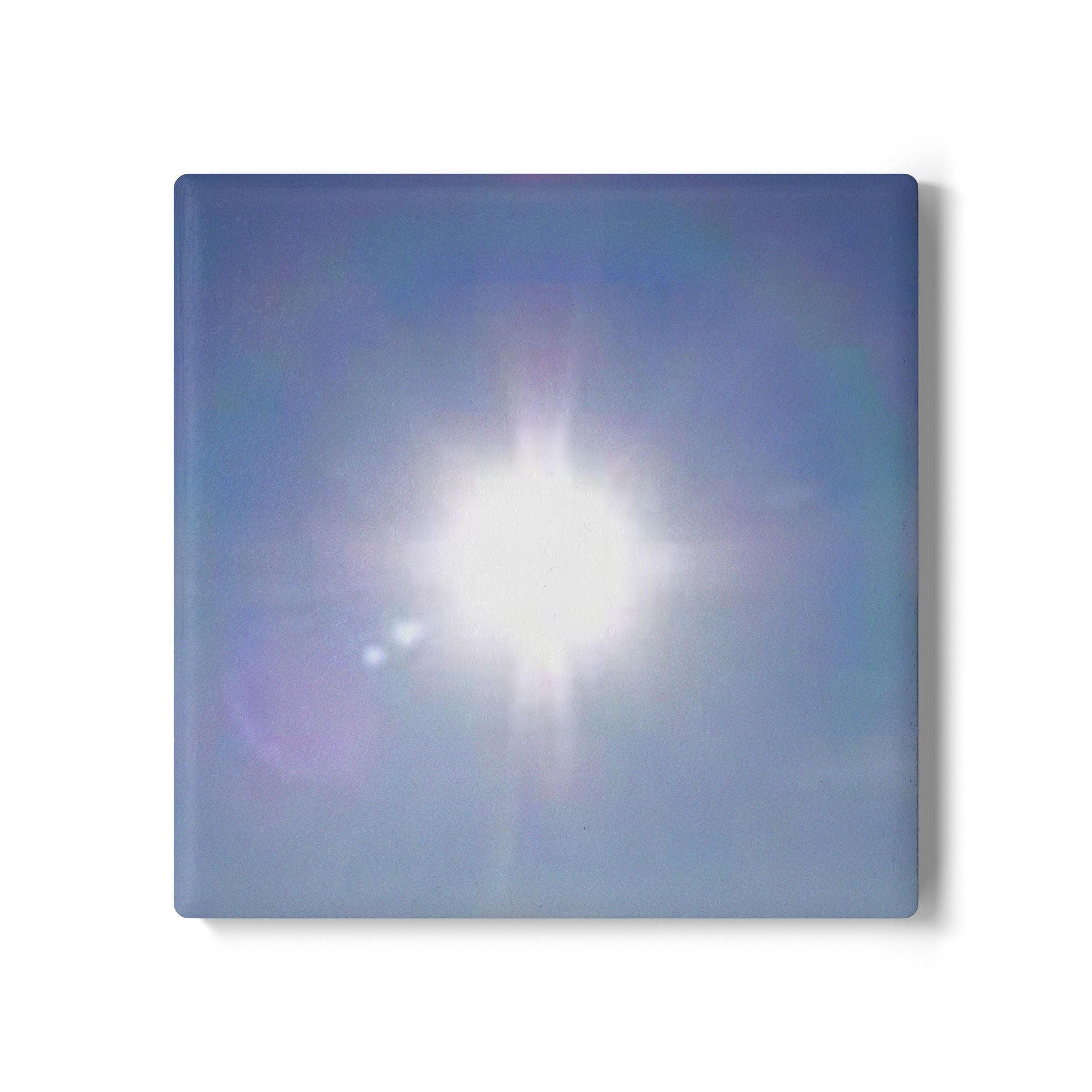 Bright Sunburst Ceramic Coaster | Solar Lens Flare Blue Sky