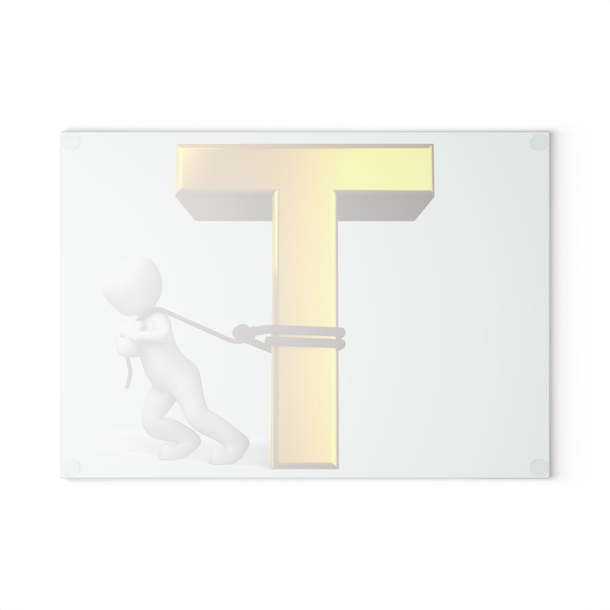 Gold Letter T with Figure Glass Cutting Board | Monogram Initial Kitchen Decor