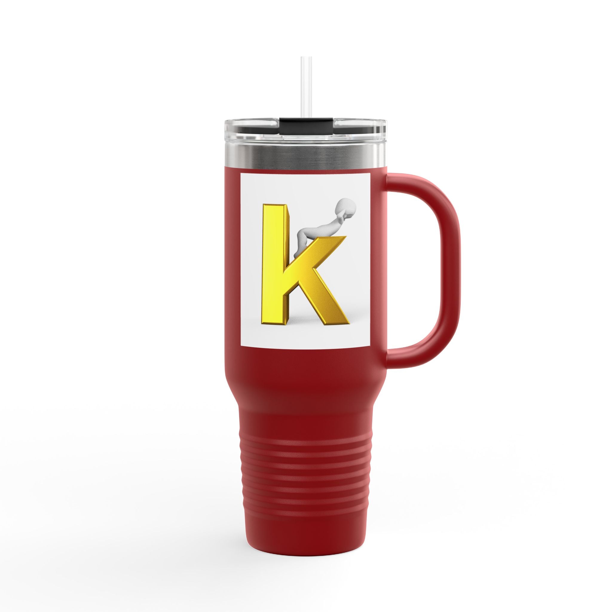 Yellow 3D Letter K Initial Travel Mug | 40oz Insulated Tumbler