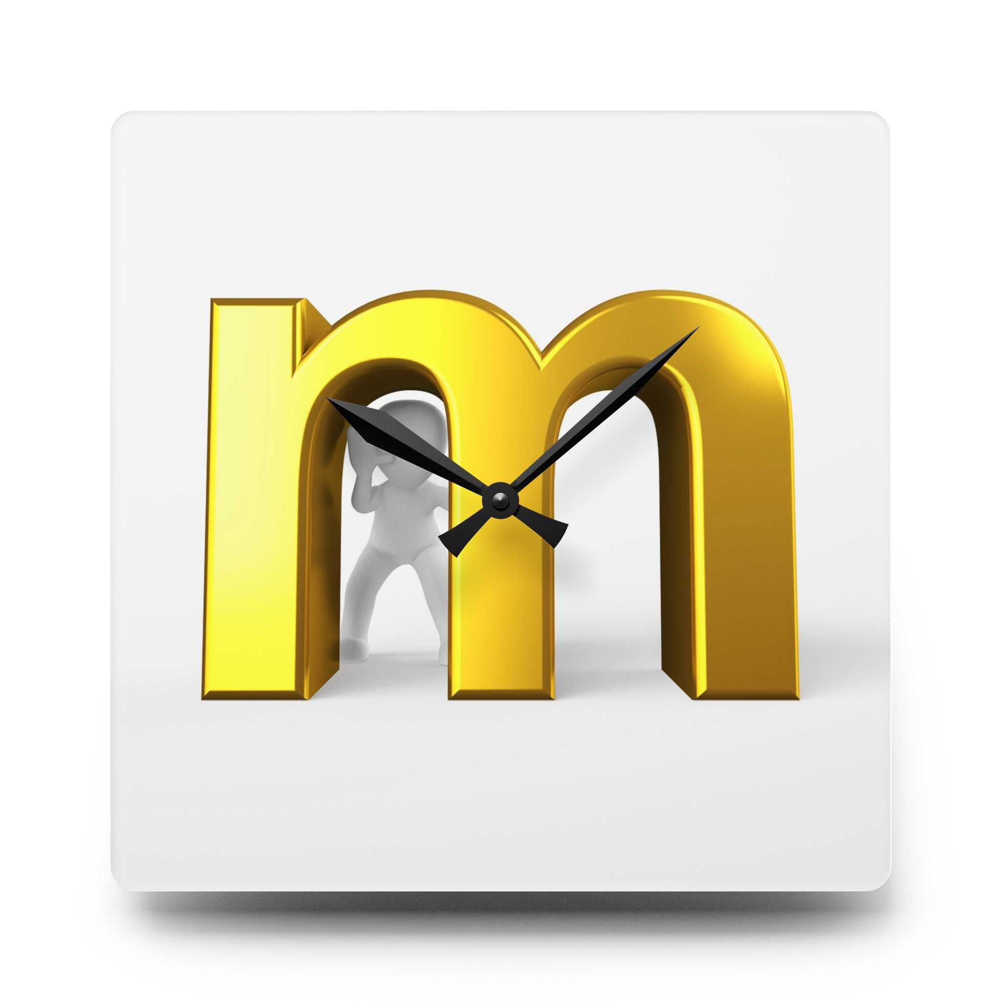Horloge murale en acrylique lettre M dorée | Décoration moderne avec monogramme