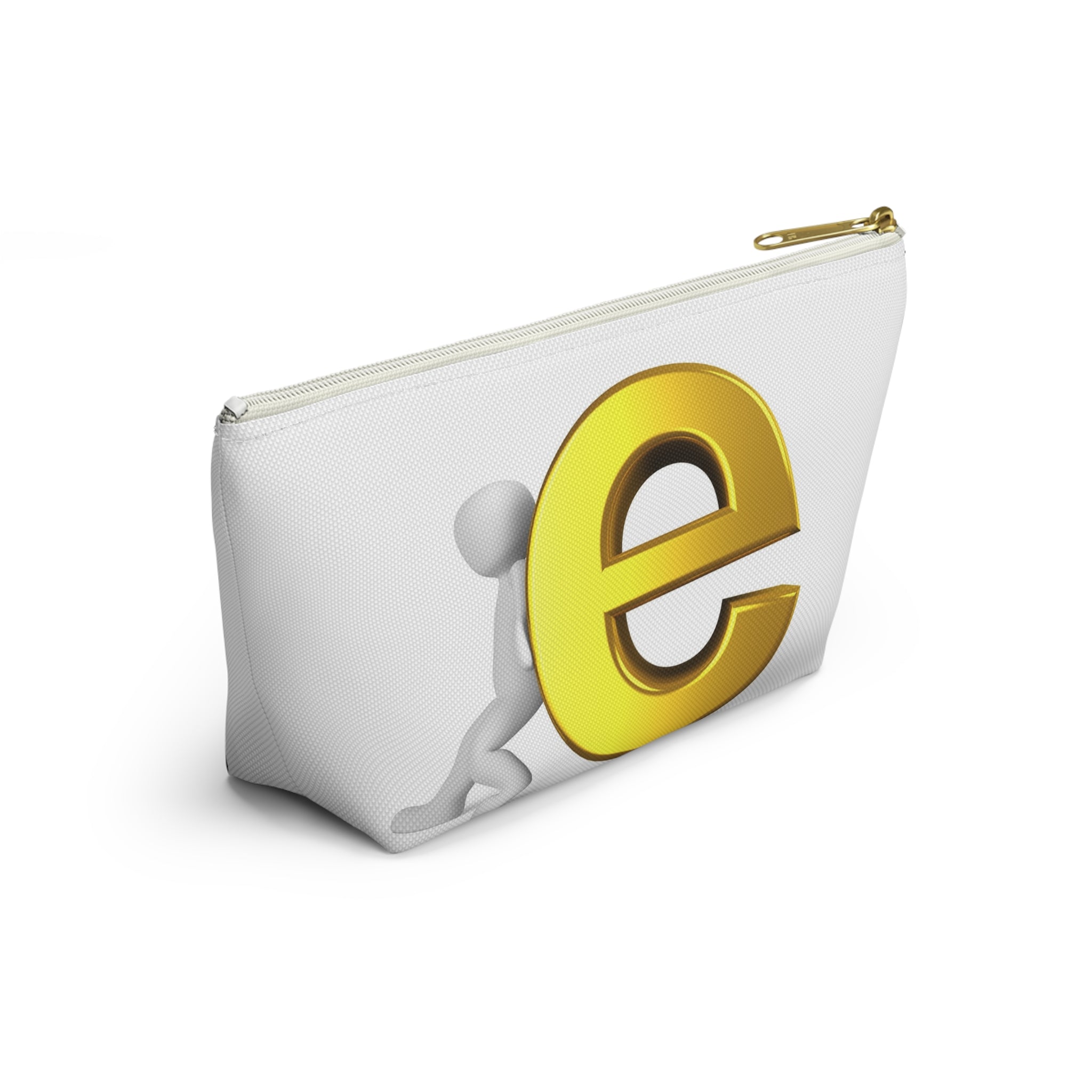 Gold Letter E Graphic Accessory Pouch | T-Bottom Zipper Pouch
