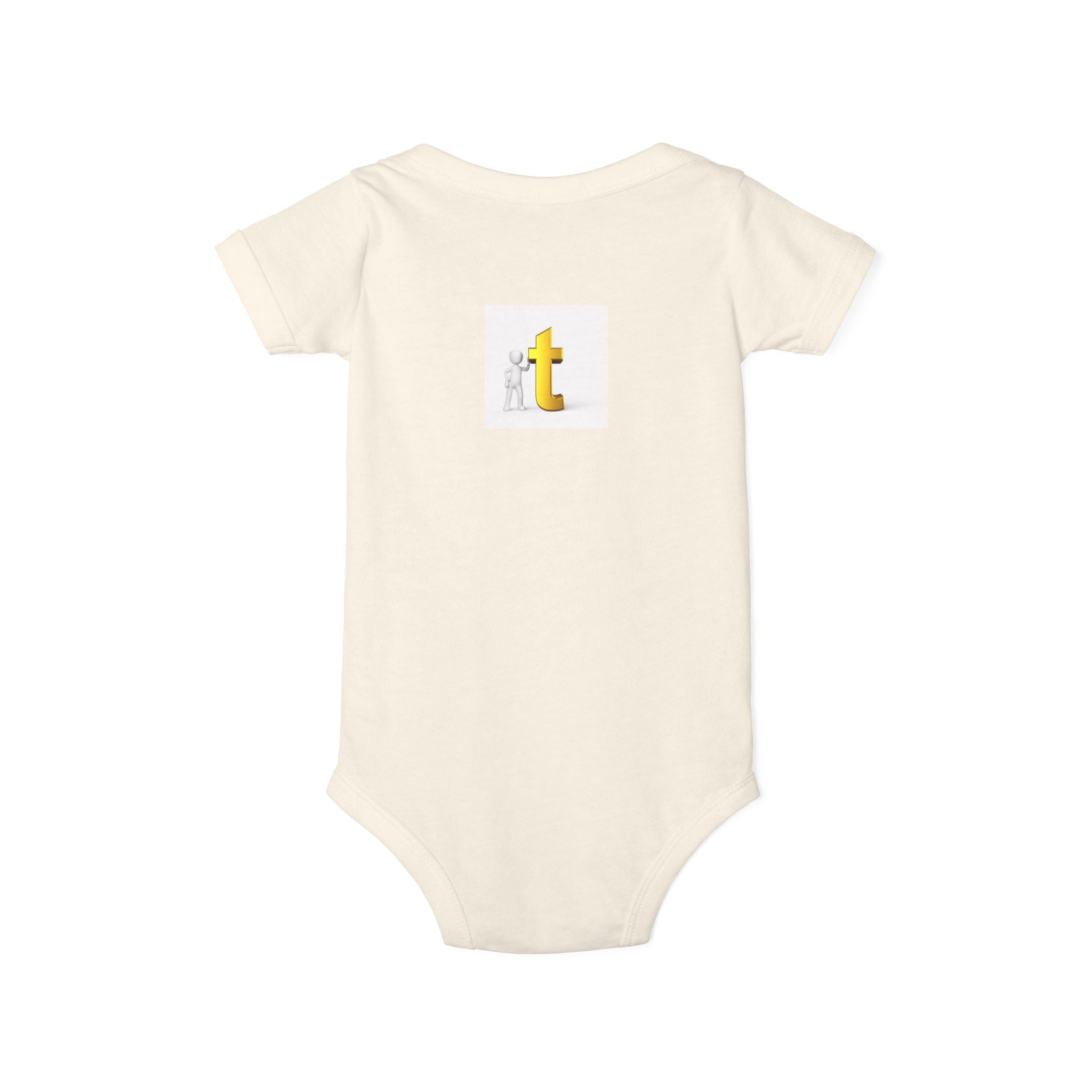 Yellow Letter T Baby Onesie | Infant Jersey One Piece, Minimal Initial Graphic