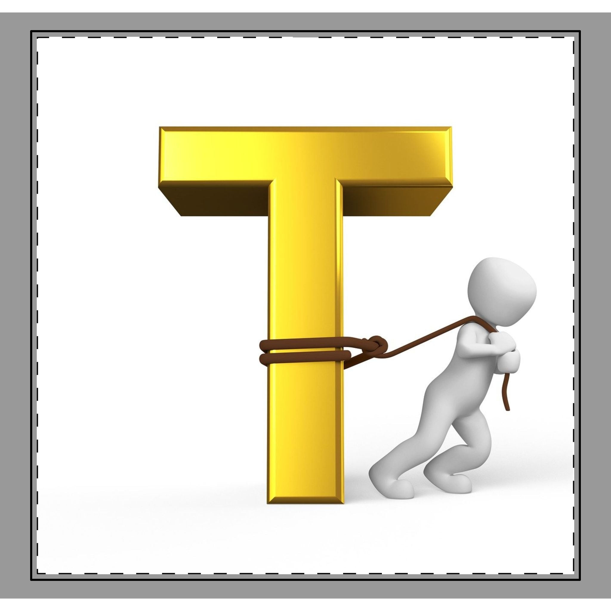 Letter T Tugging Stick Figure Woven-Style Coverlet