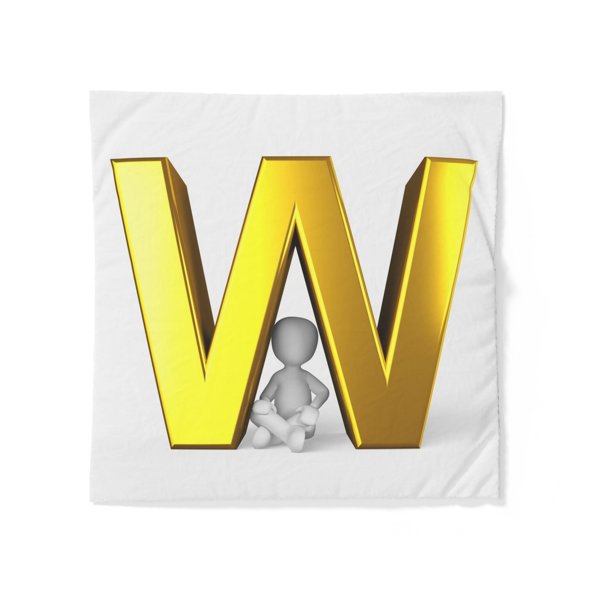 Gold Letter W Initial Duvet Cover | Monogram Bedding