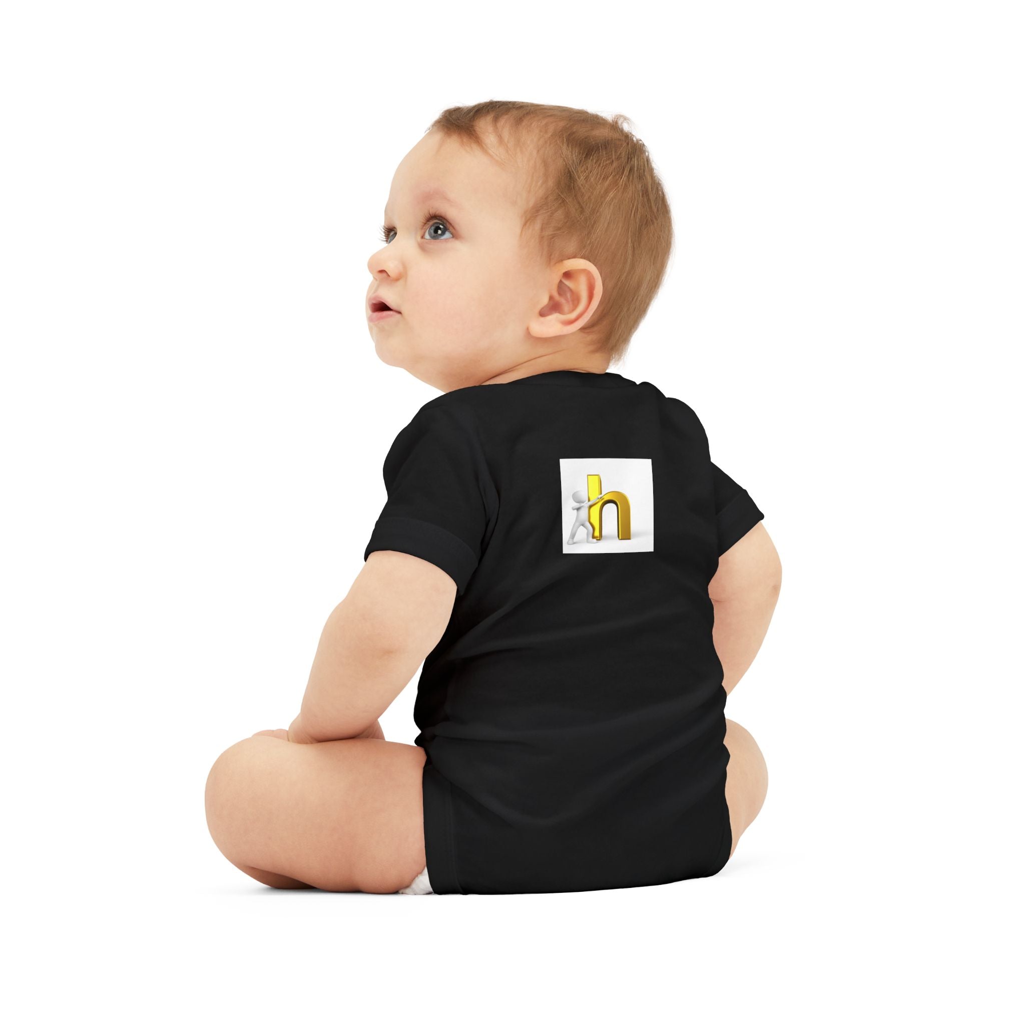 Yellow 3D Letter H Infant Jersey One Piece | Baby Bodysuit