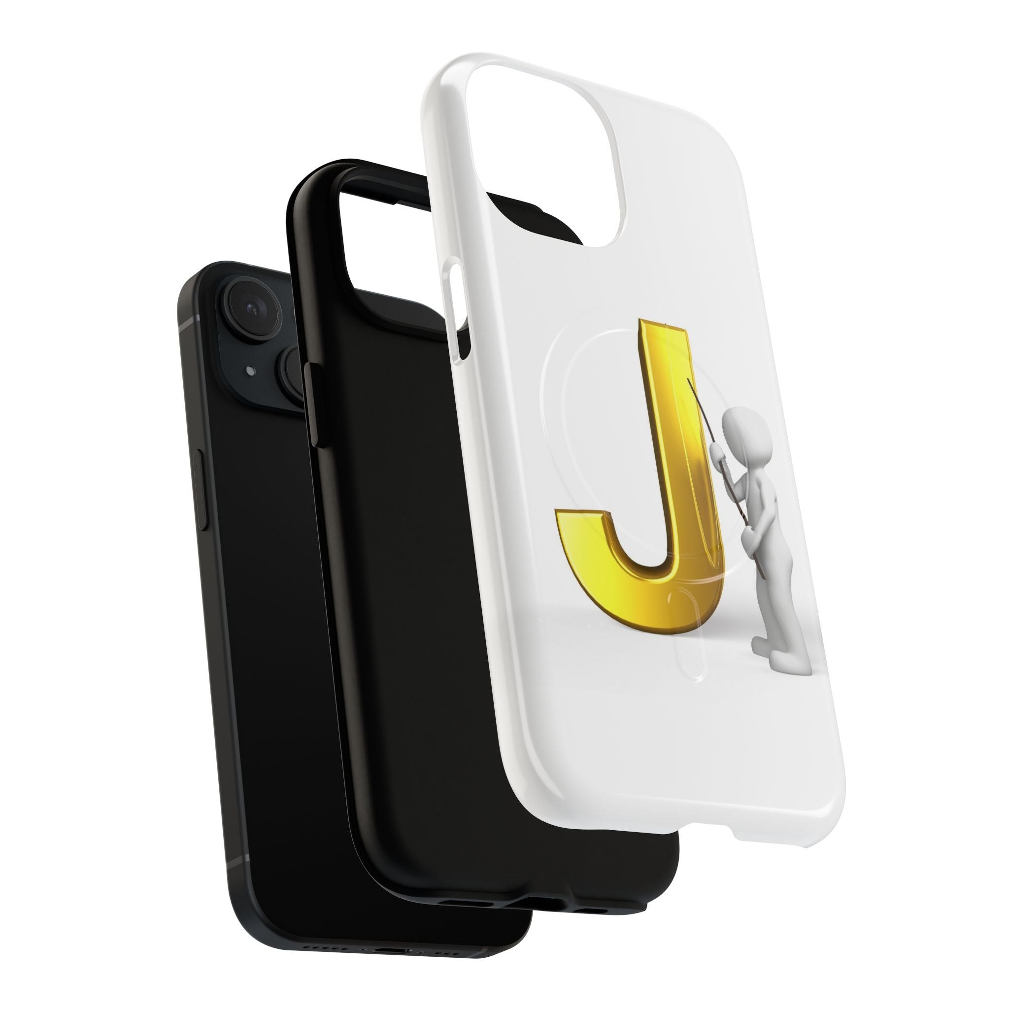 Gold Letter J with Painter Figure Phone Case | Tough Magnetic Case