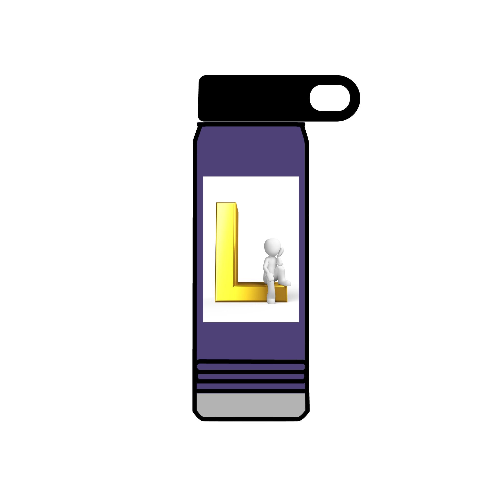 Gold Letter L Monogram Water Bottle | 20oz Initial Bottle