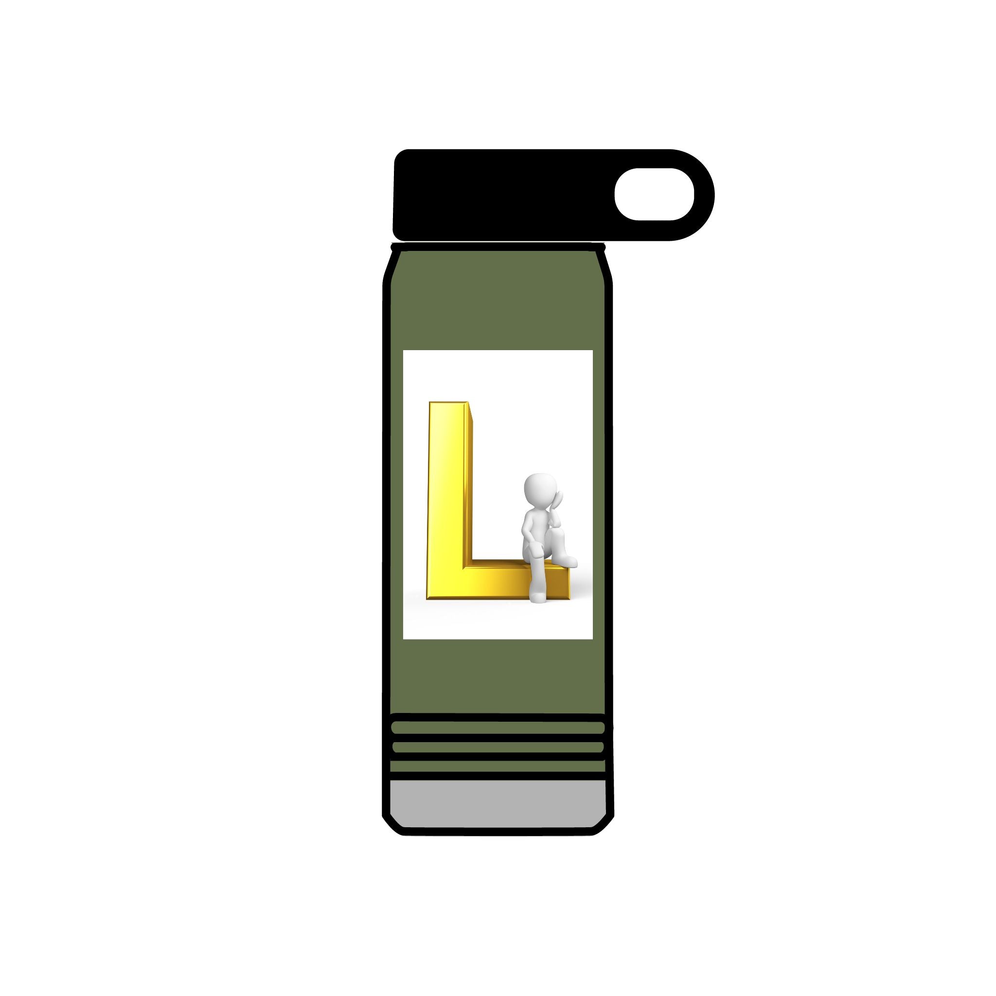 Gold Letter L Monogram Water Bottle | 20oz Initial Bottle