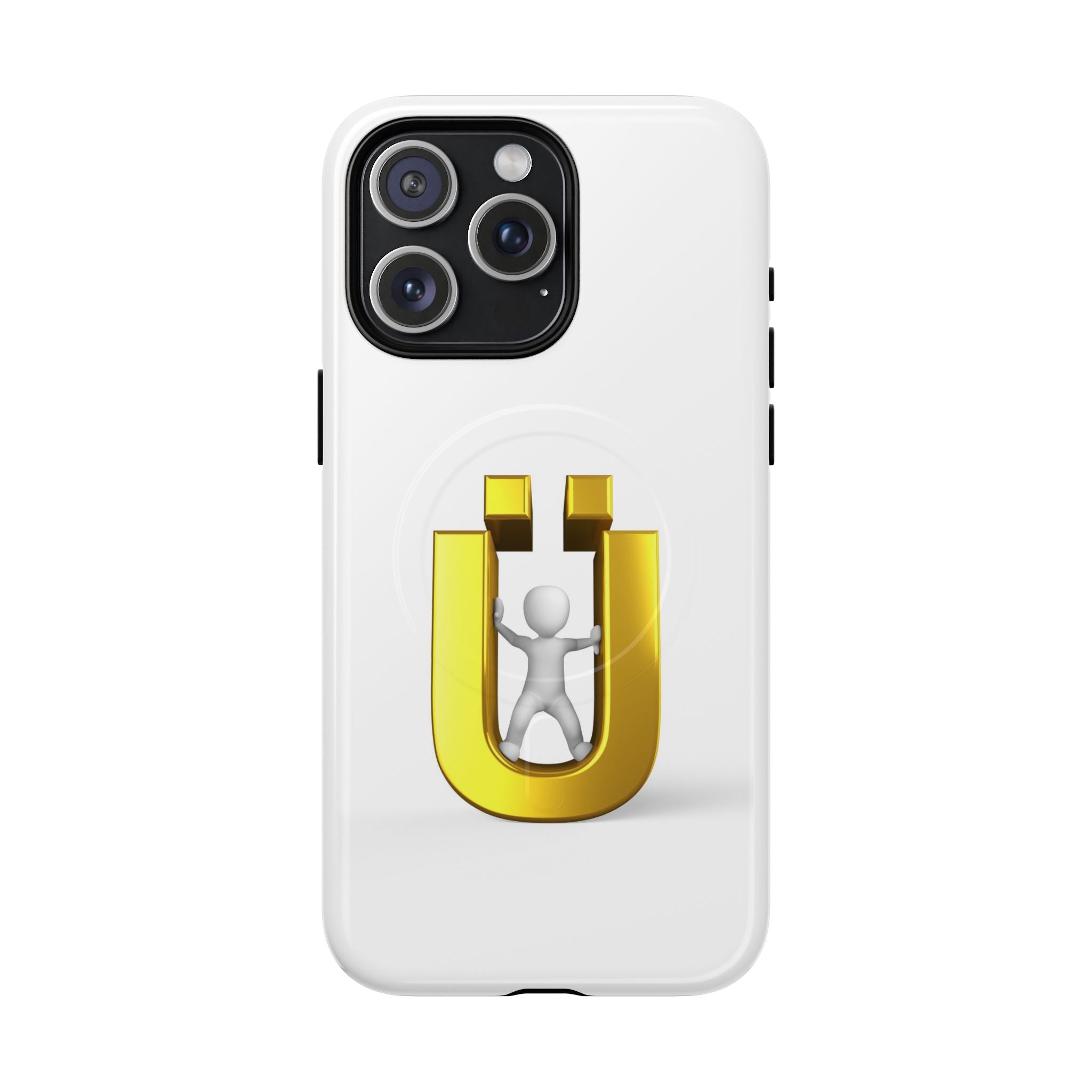 Coque de téléphone à logo lettre Ü dorée | Coque magnétique robuste
