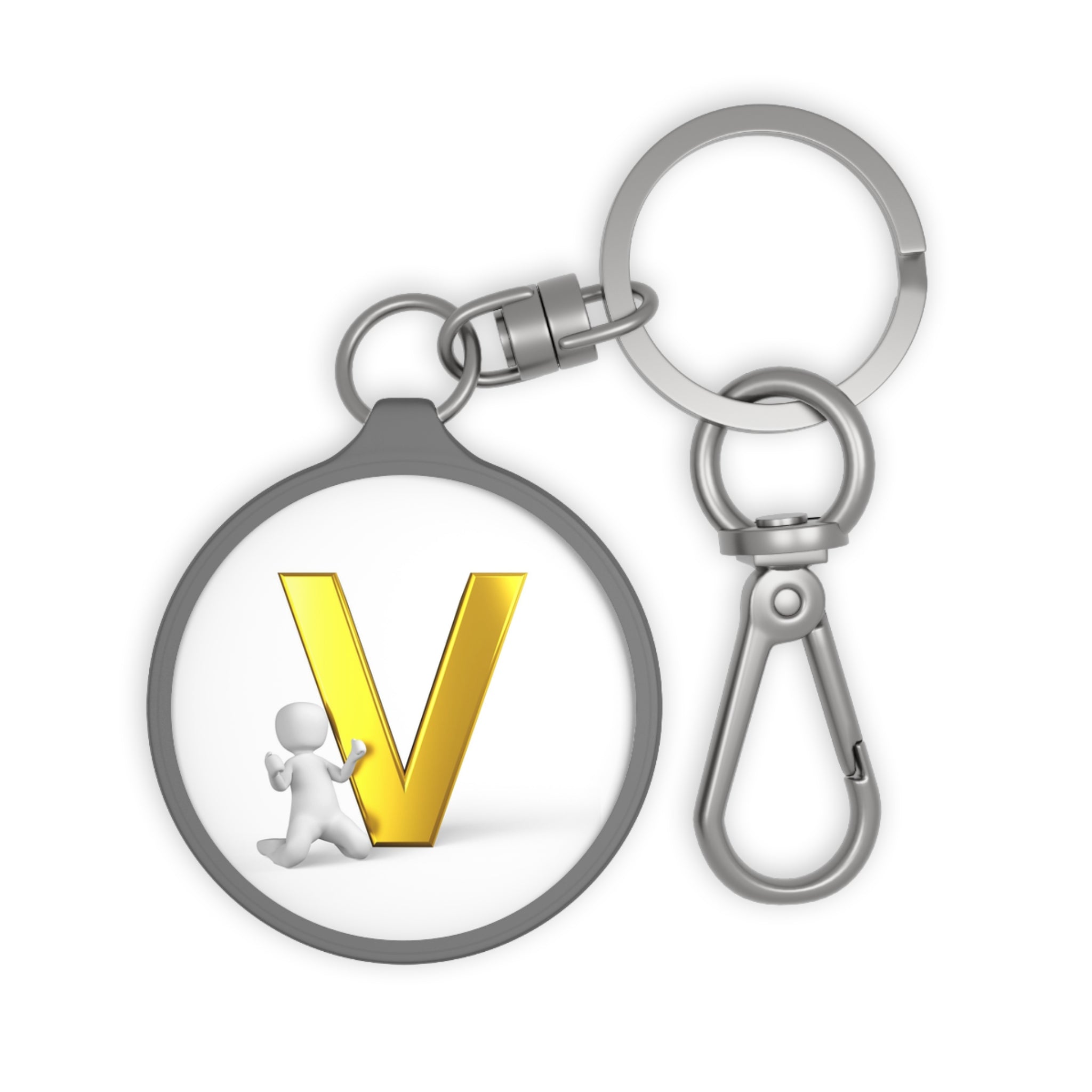 Gold Letter V Monogram Keyring Tag | Initial V Keychain
