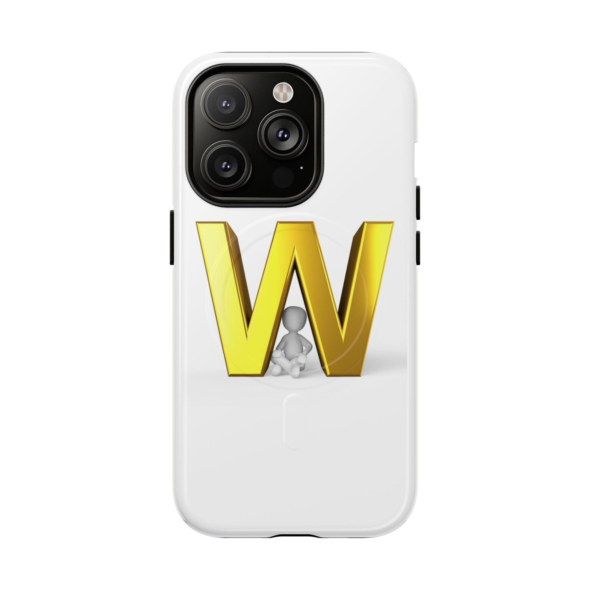 Coque de téléphone à monogramme lettre W or | Coque magnétique résistante