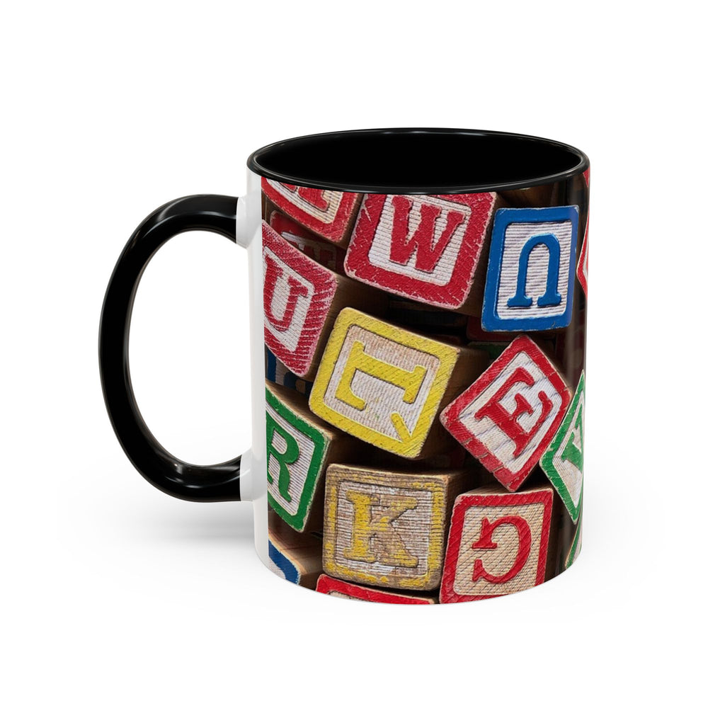 Alphabet Blocks Accent Coffee Mug | Kids Toy Letter Pattern