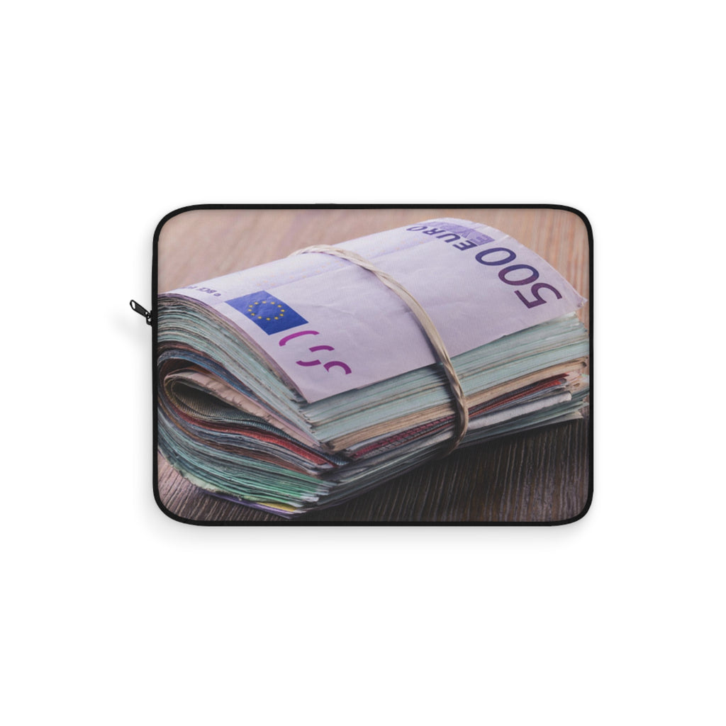 Stack of Euro Banknotes Laptop Sleeve | Money Print, Currency Photography