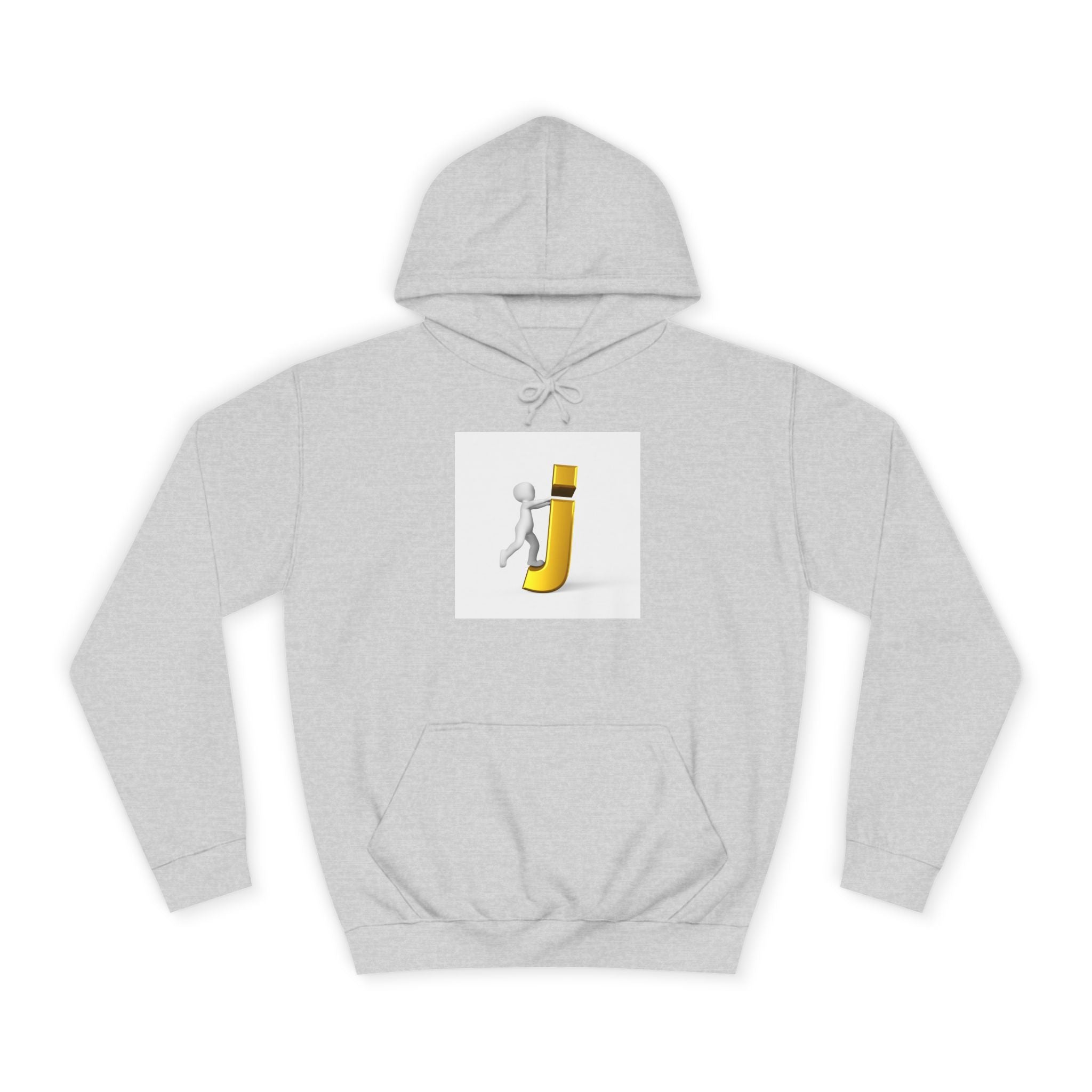 Sweat à capuche en 3D avec figurine bâton sur la lettre J en or | Monogramme initial lettre J