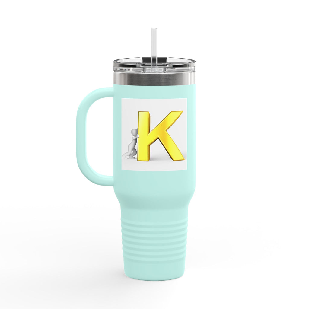 Yellow 3D Letter K monogram Insulated Travel Mug | 40oz