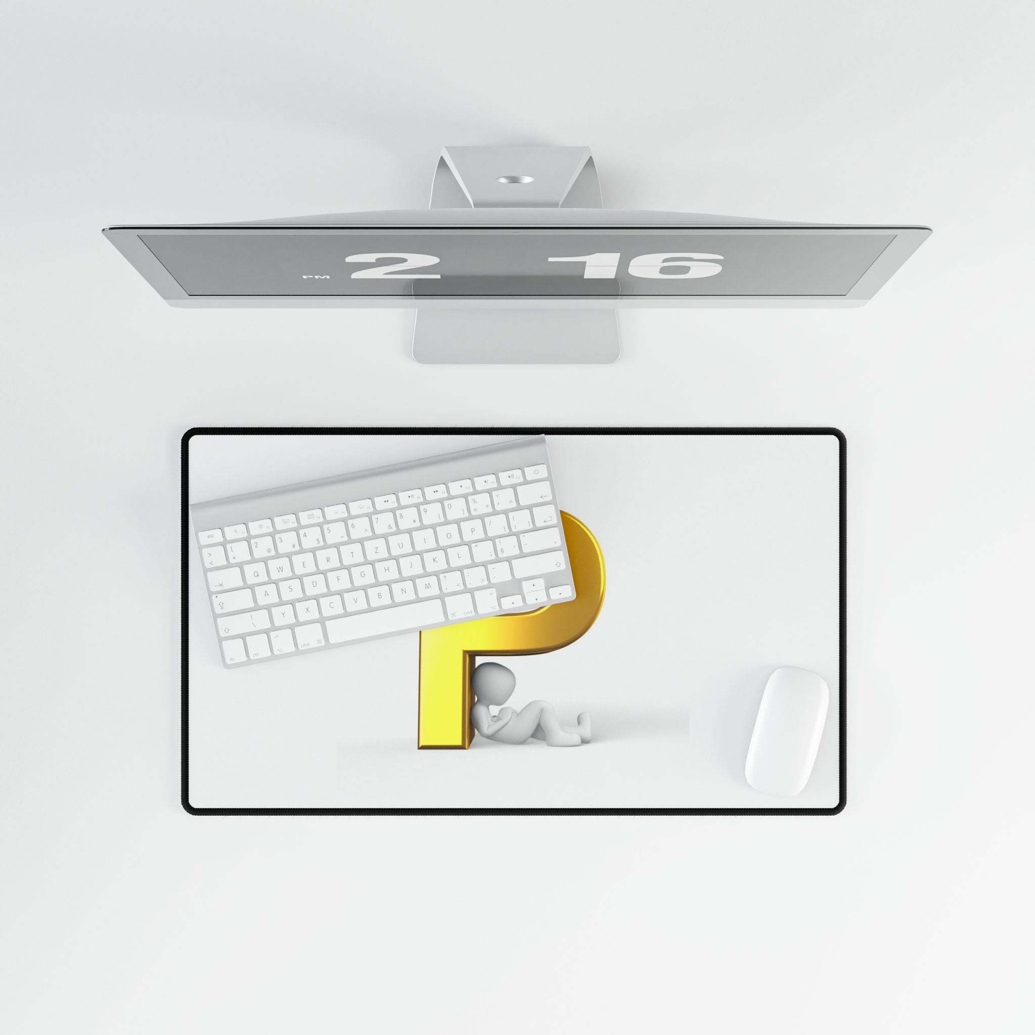 Gold Letter P Desk Mat | Large Mousepad Deskpad