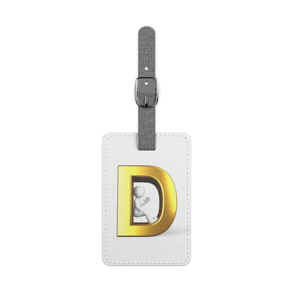 Gold Letter D Monogram Luggage Tag | Rectangle Polyester