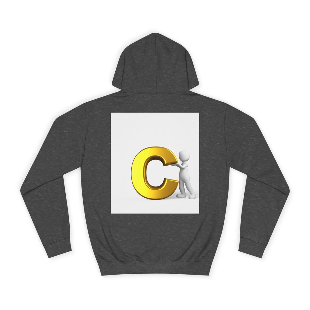 3D Yellow Letter C with Character Hoodie | Initial Monogram Sweatshirt