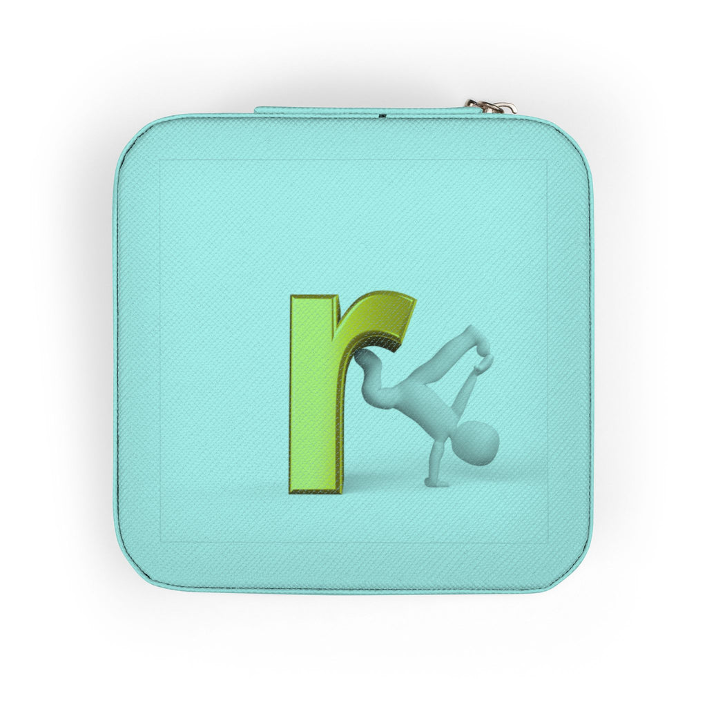 Monogram R Initial Jewelry Travel Case | Compact Pink Portable Organizer