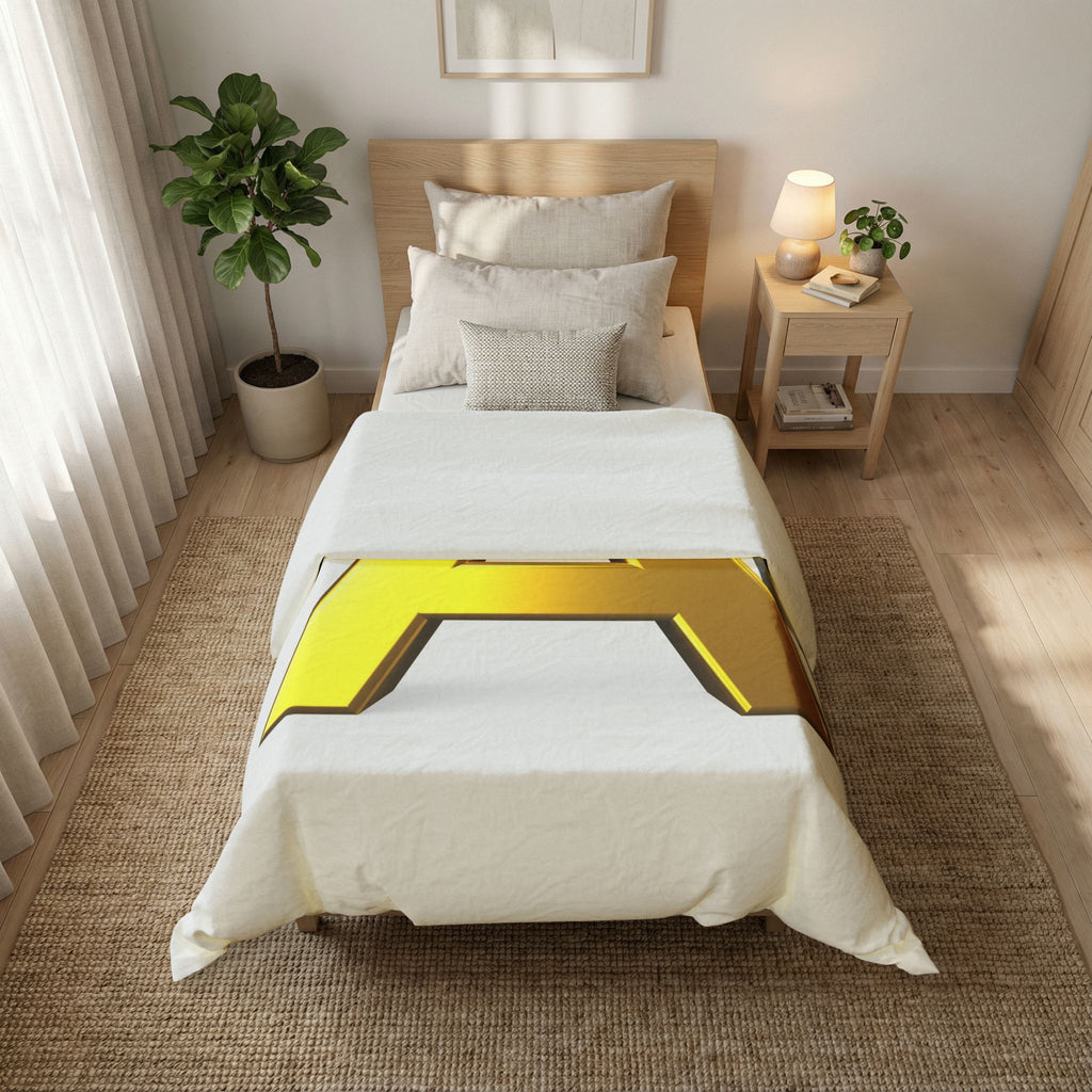 Gold Letter A Initial Cotton Duvet Cover | Monogram Bedding