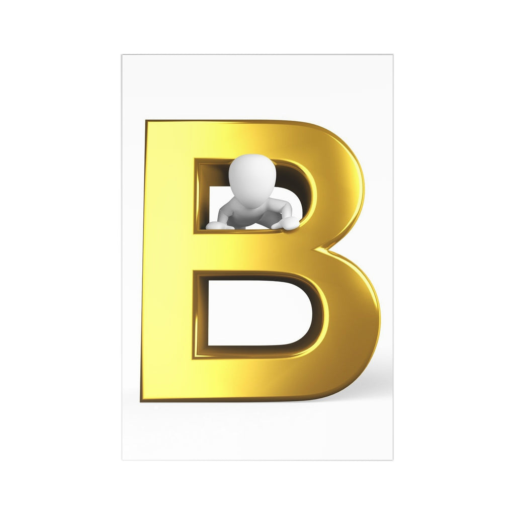 3D Gold Letter B with Figure Postcards | Pack of 7