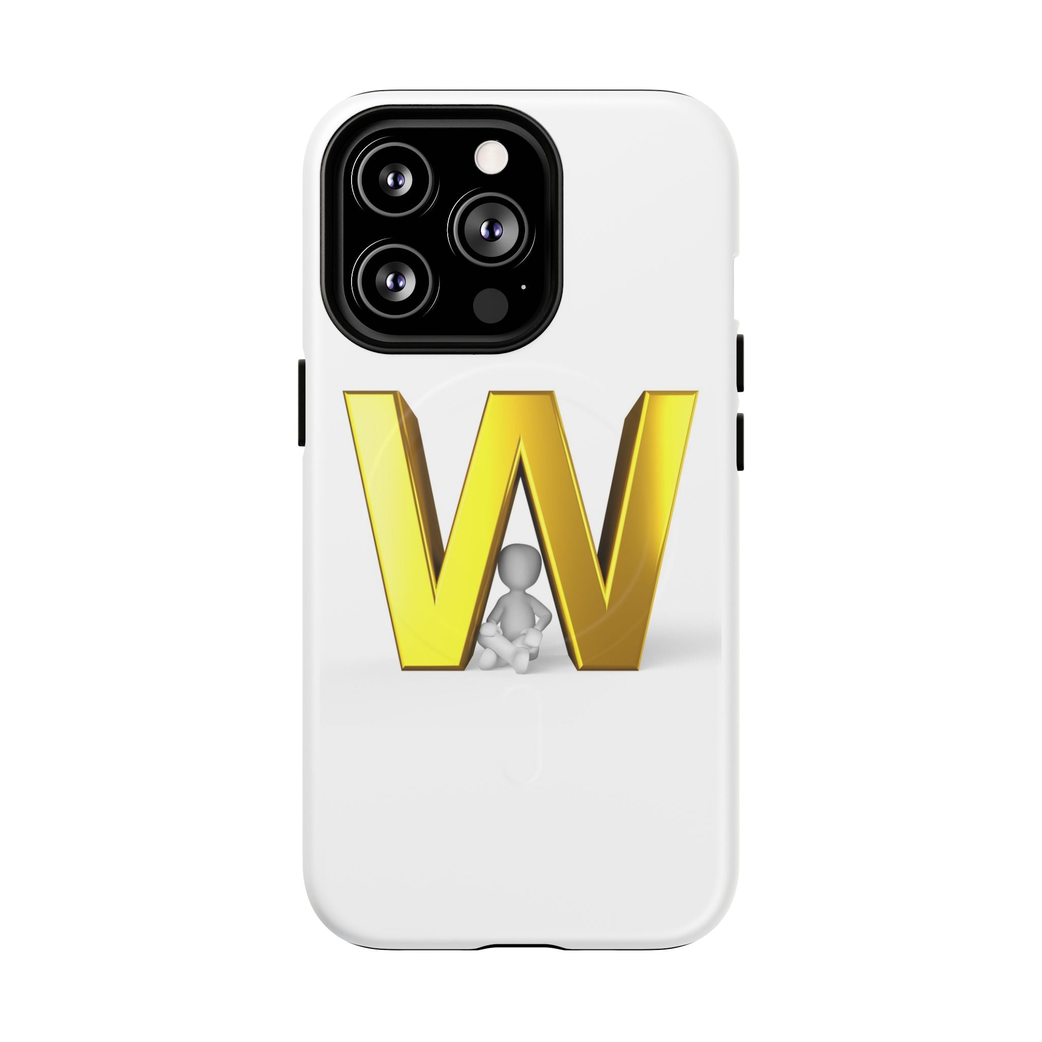 Coque de téléphone à monogramme lettre W or | Coque magnétique résistante