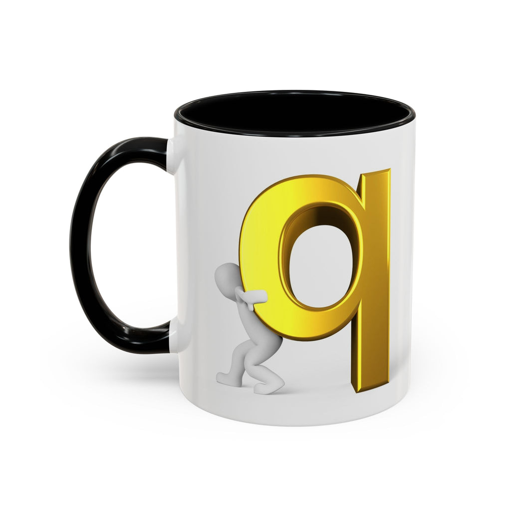 Gold Letter Q Push Character Mug | Accent Coffee Mug 11oz 15oz
