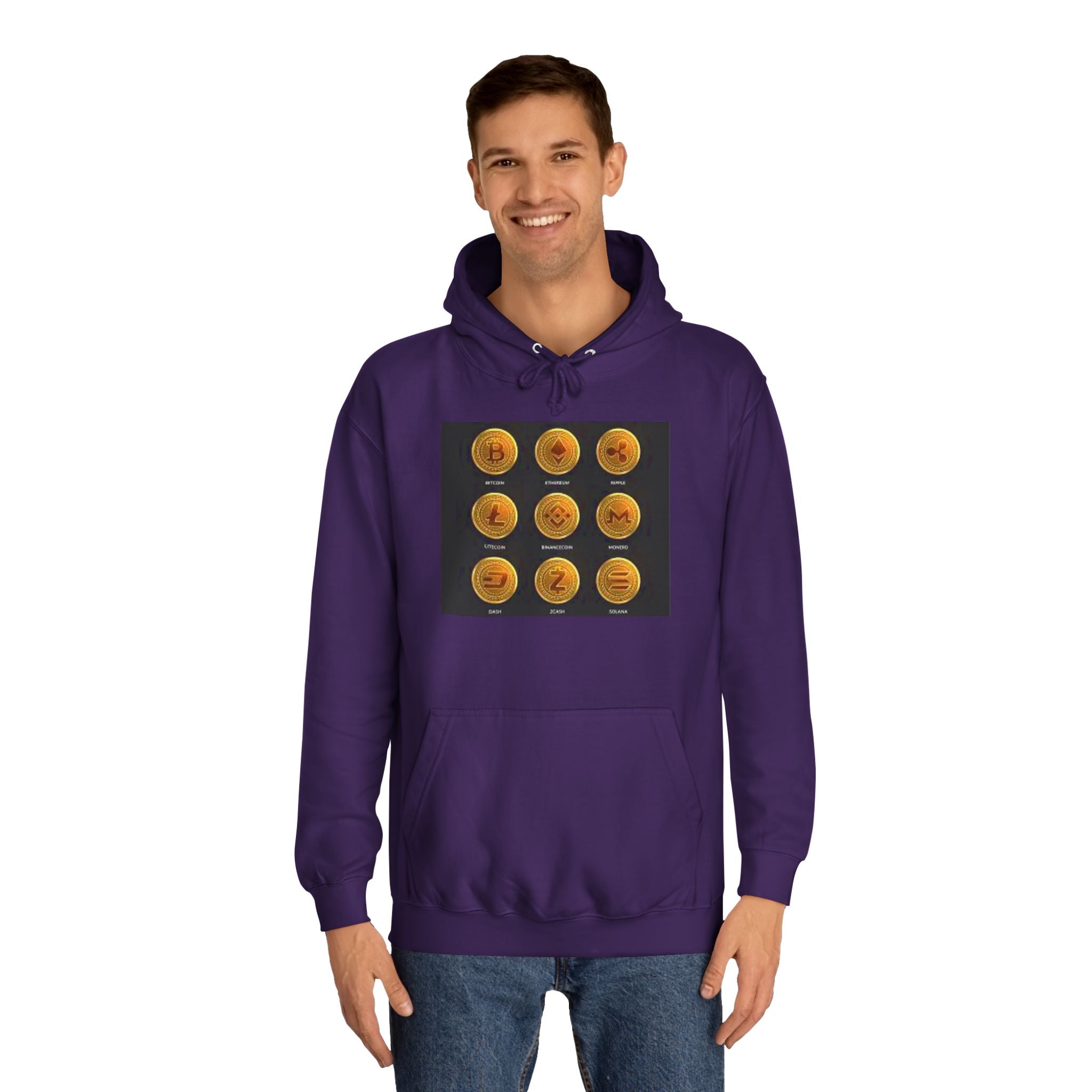 Crypto Coin Icons Hoodie | Bitcoin Ethereum Litecoin Ripple Doge Zcash Monero