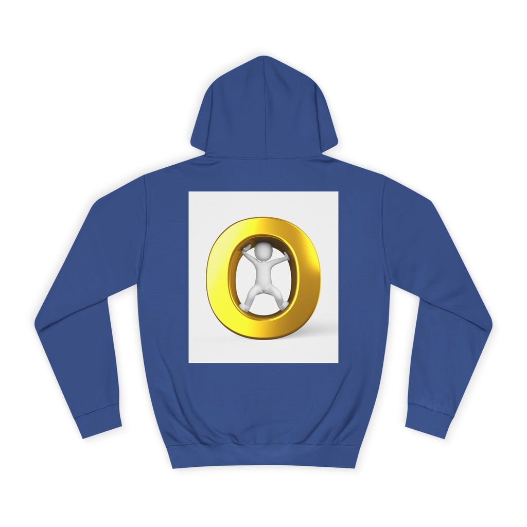 Gold Letter O with Abstract Figure Hoodie | Minimal Graphic Sweatshirt