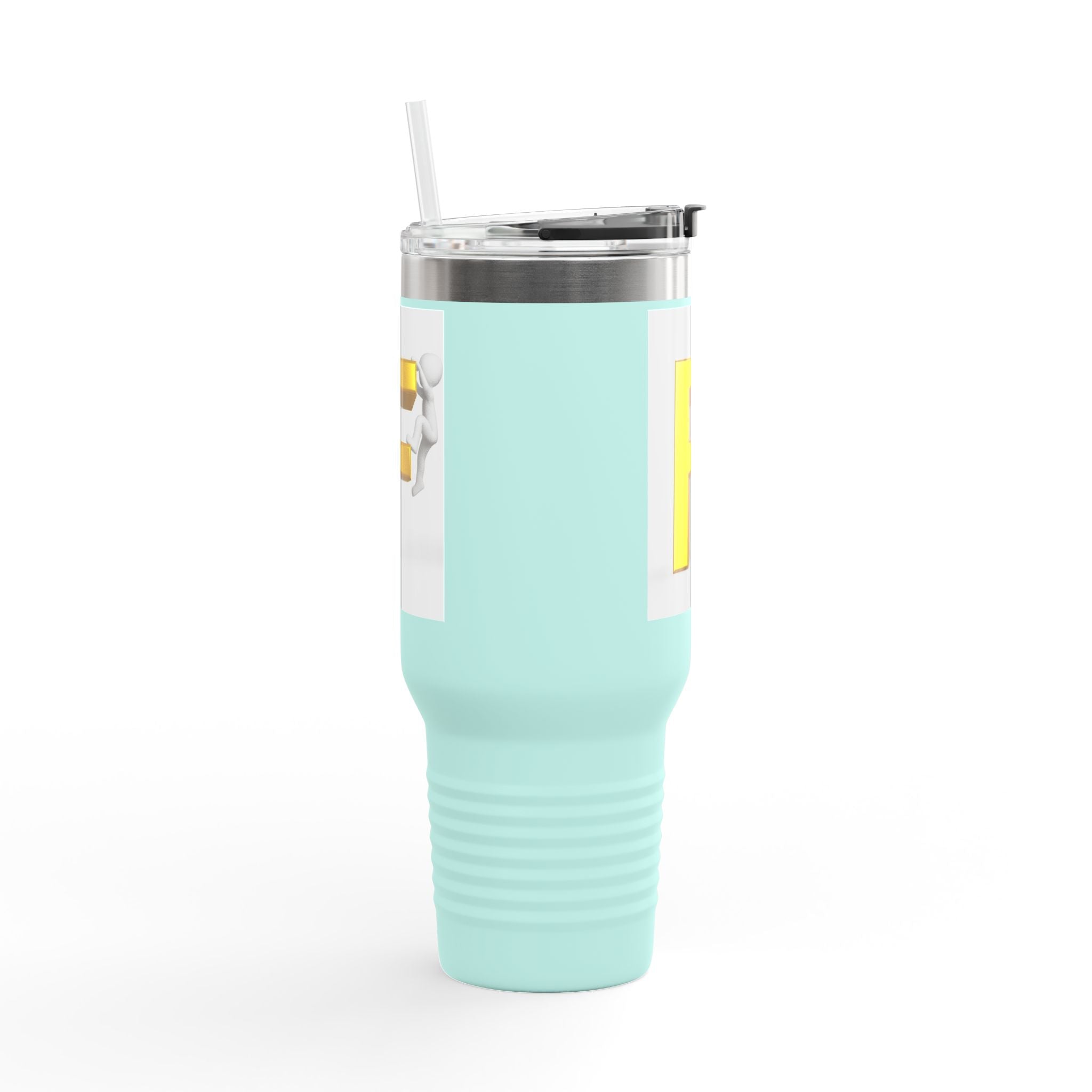 3D Figure Climbing Yellow Letter F Travel Mug | Insulated 40oz