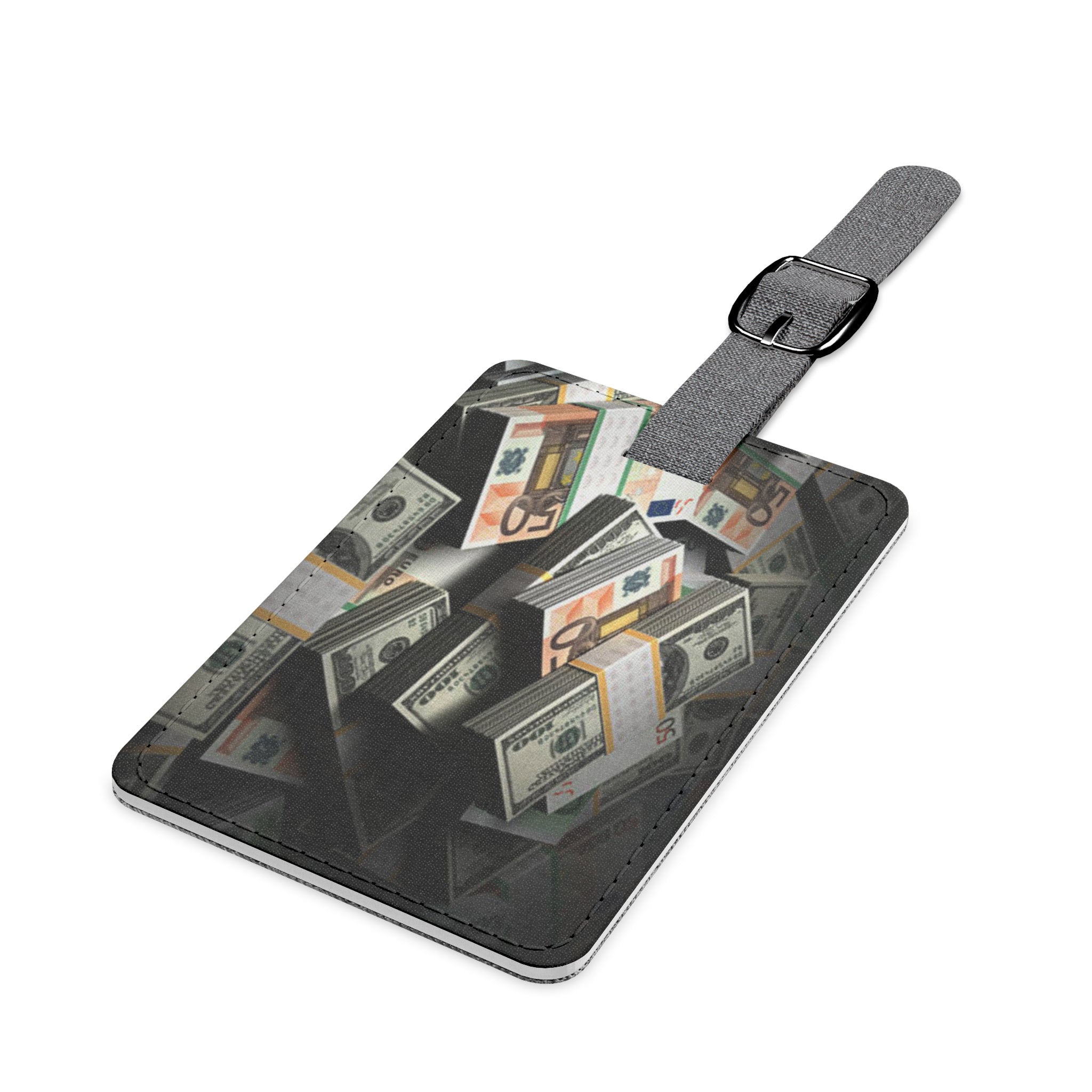 Stacked Cash luggage tag | money print rectangle travel accessory