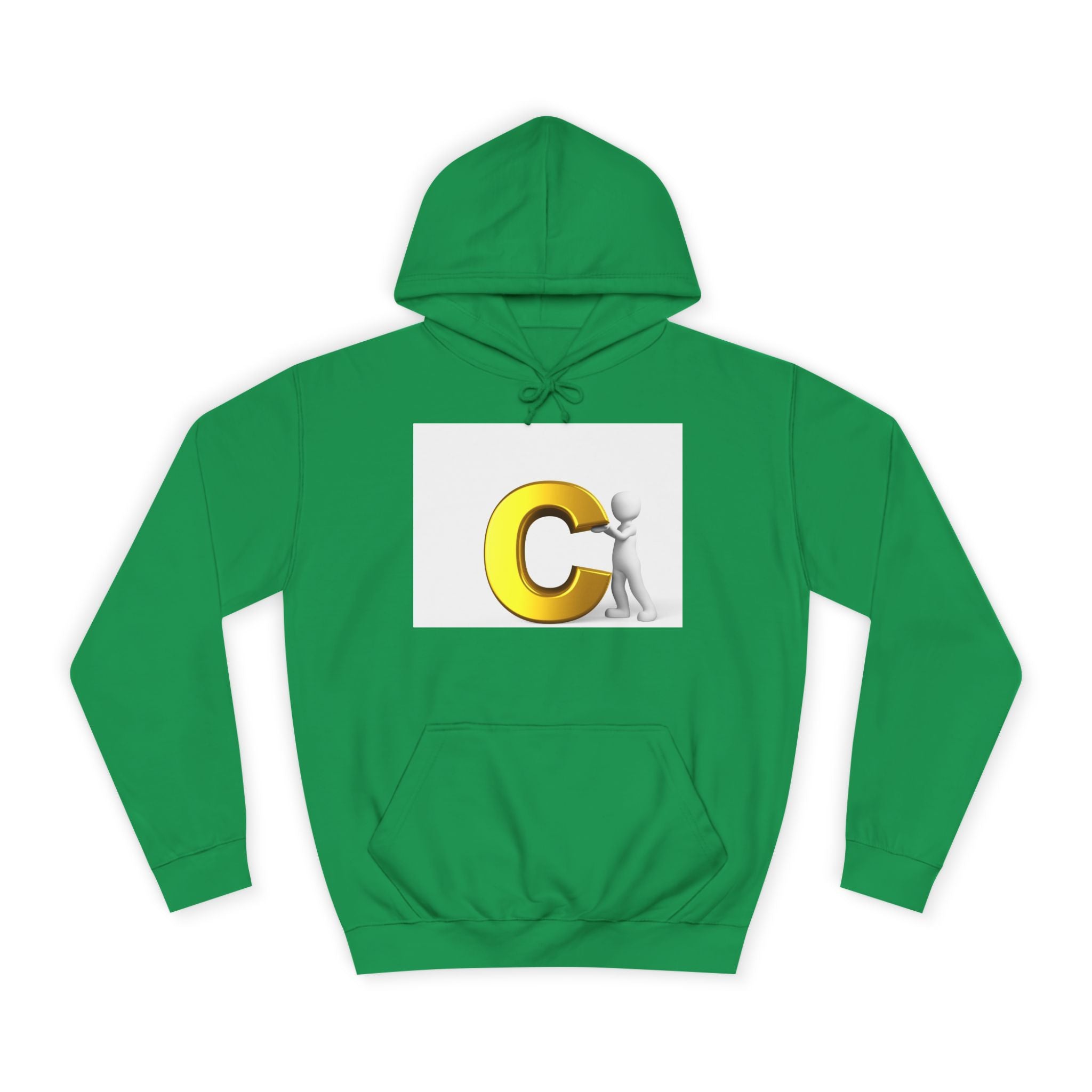 Sweat à capuche jaune 3D lettre C avec personnage | Sweat-shirt monogramme initial